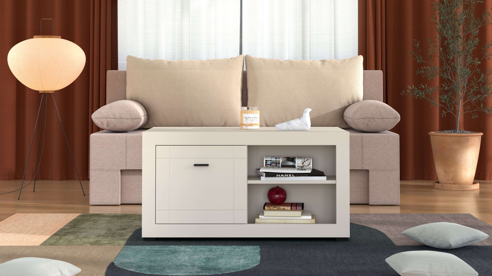 Home affaire Couchtisch »Warwick, Wohnzimmertisch, Sofatisch, Beistelltisch, Kaffeetisch« Eleganter Couchtisch in Kaschmir mit viel Stauraum, Heißfolienprägung