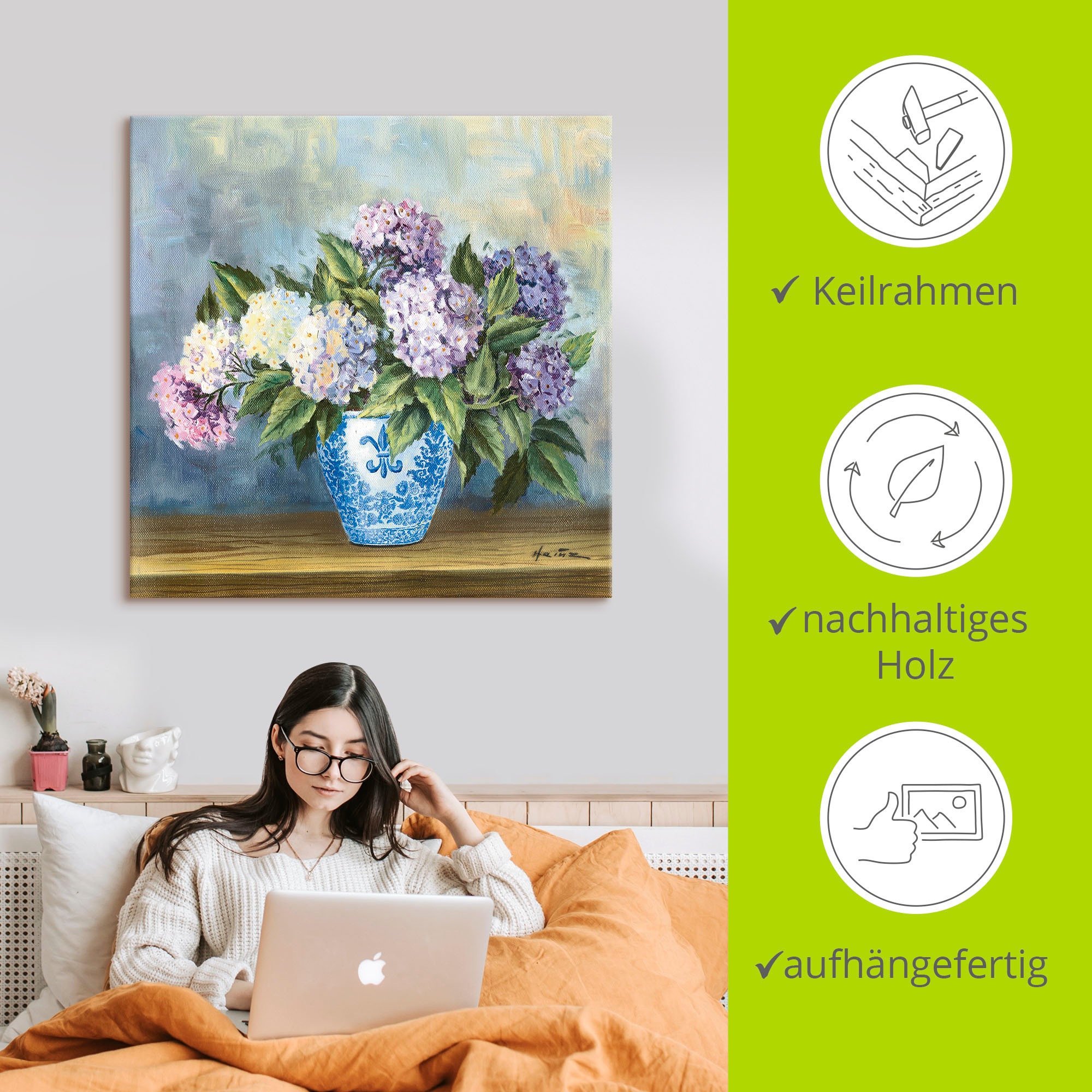 Artland Wandbild »Hortensien«, Blumenbilder, (1 St.), als Alubild, Outdoorbild, Leinwandbild in verschied. Größen