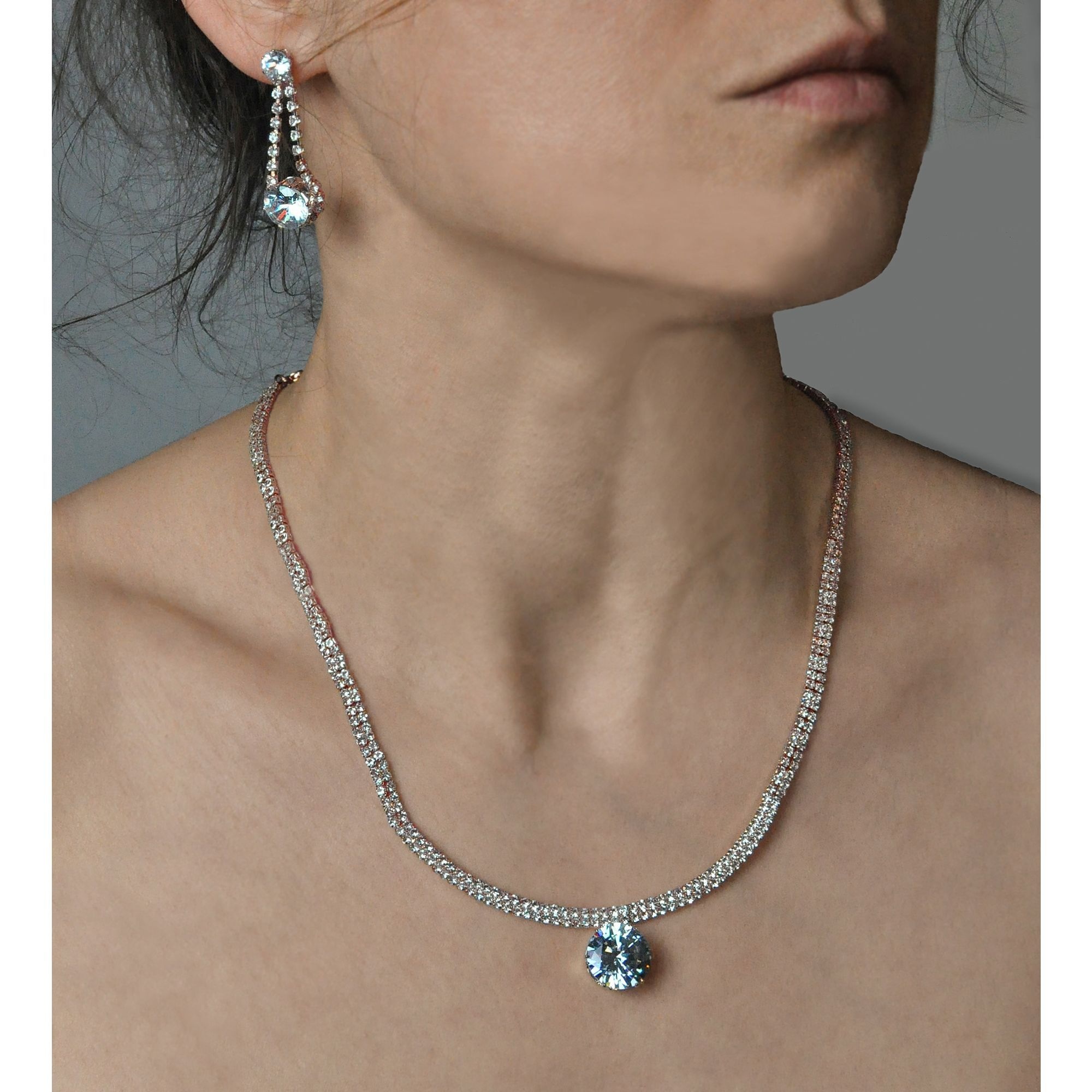 Steuer Collierkettchen »Metall rose Glasstein weiß«