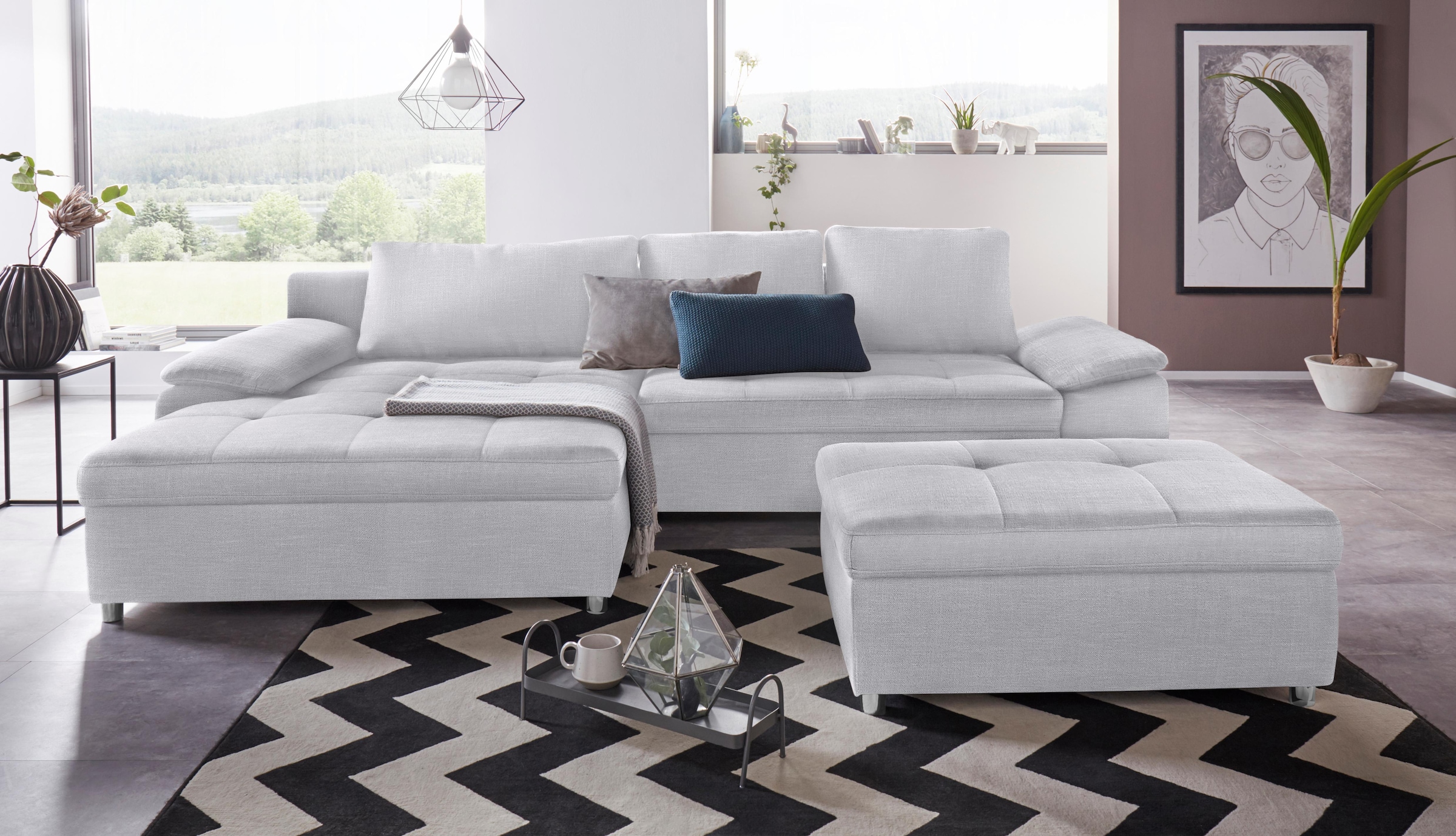 OTTO home Ecksofa "Labene, L-Form, B: 270/290 cm, Bettfunktion & Bettkasten wählbar" wahlweise mit Schlaffunktion und Bettkasten, auch als XXL-Variante