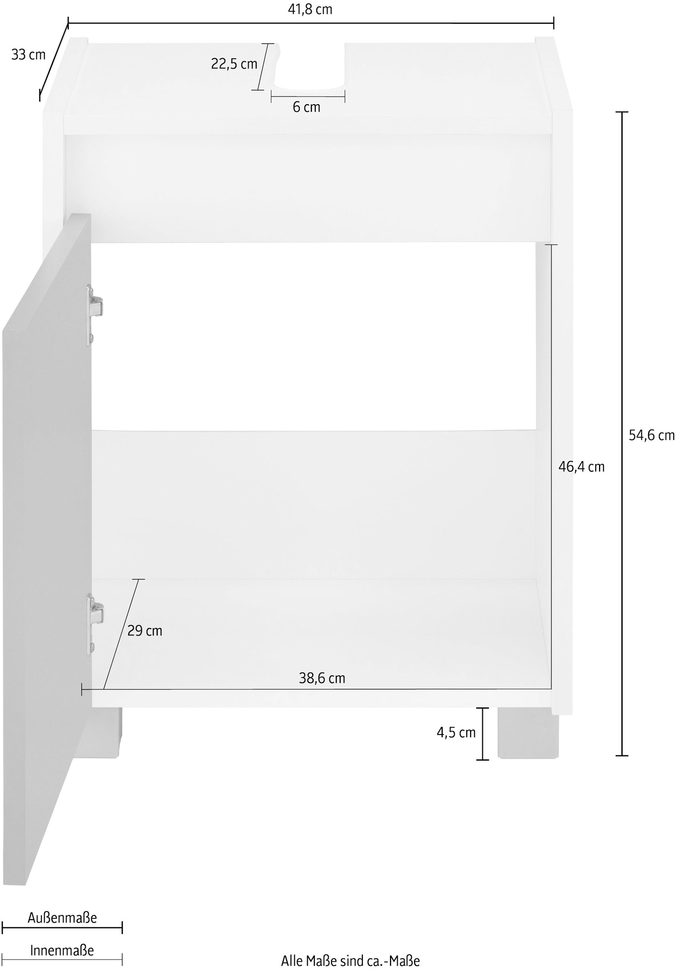 INOSIGN Waschbeckenunterschrank »List«, Breite cm, Höhe BAUR grifflos, cm, 41,8 54,6 | Siphonausschnitt