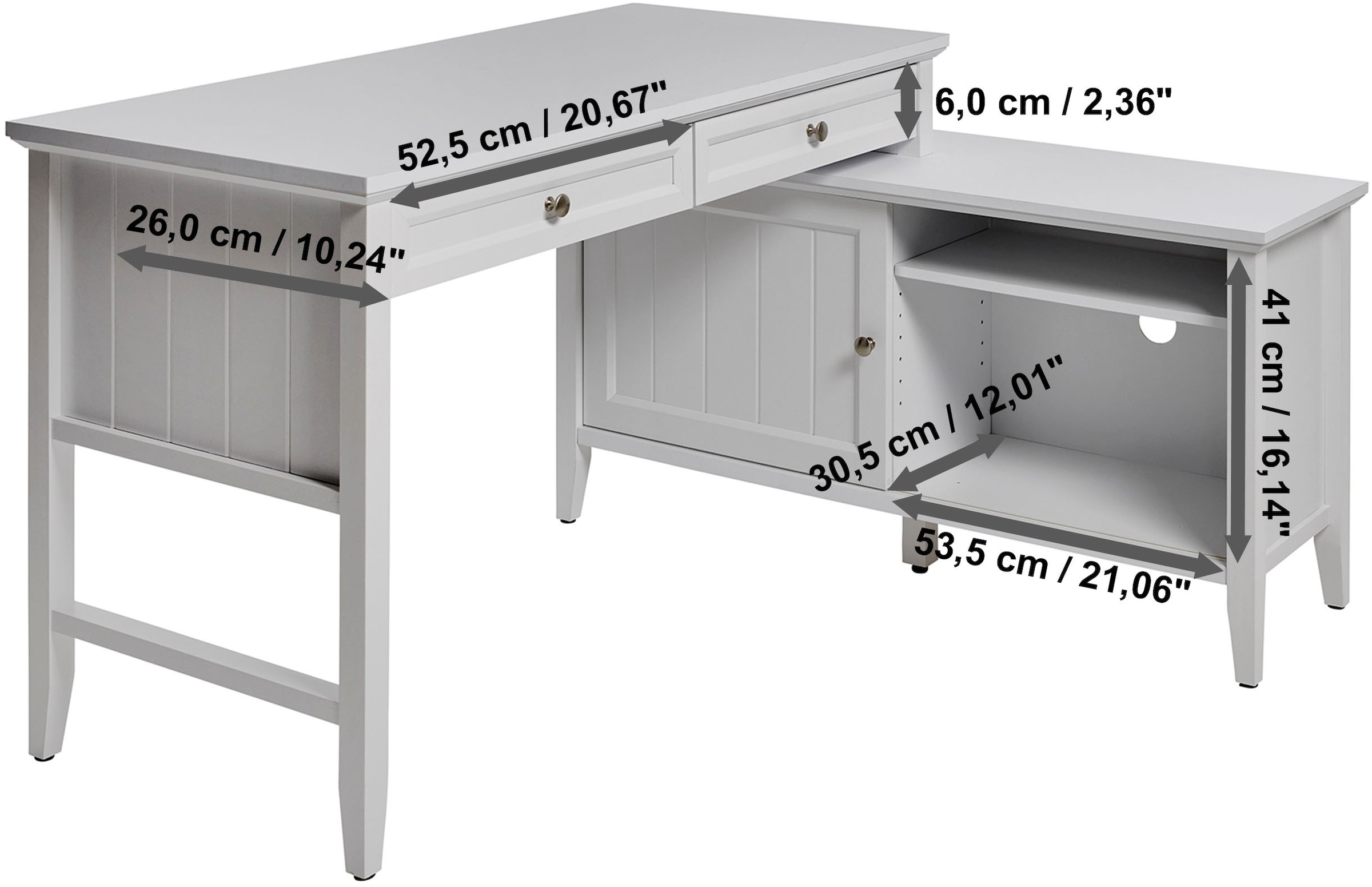 Jahnke Eckschreibtisch »CLASSIC C 145 E«, wechselseitig montierbar, mit Schiebetür, Schenkelmaß 144,9 x 120 cm