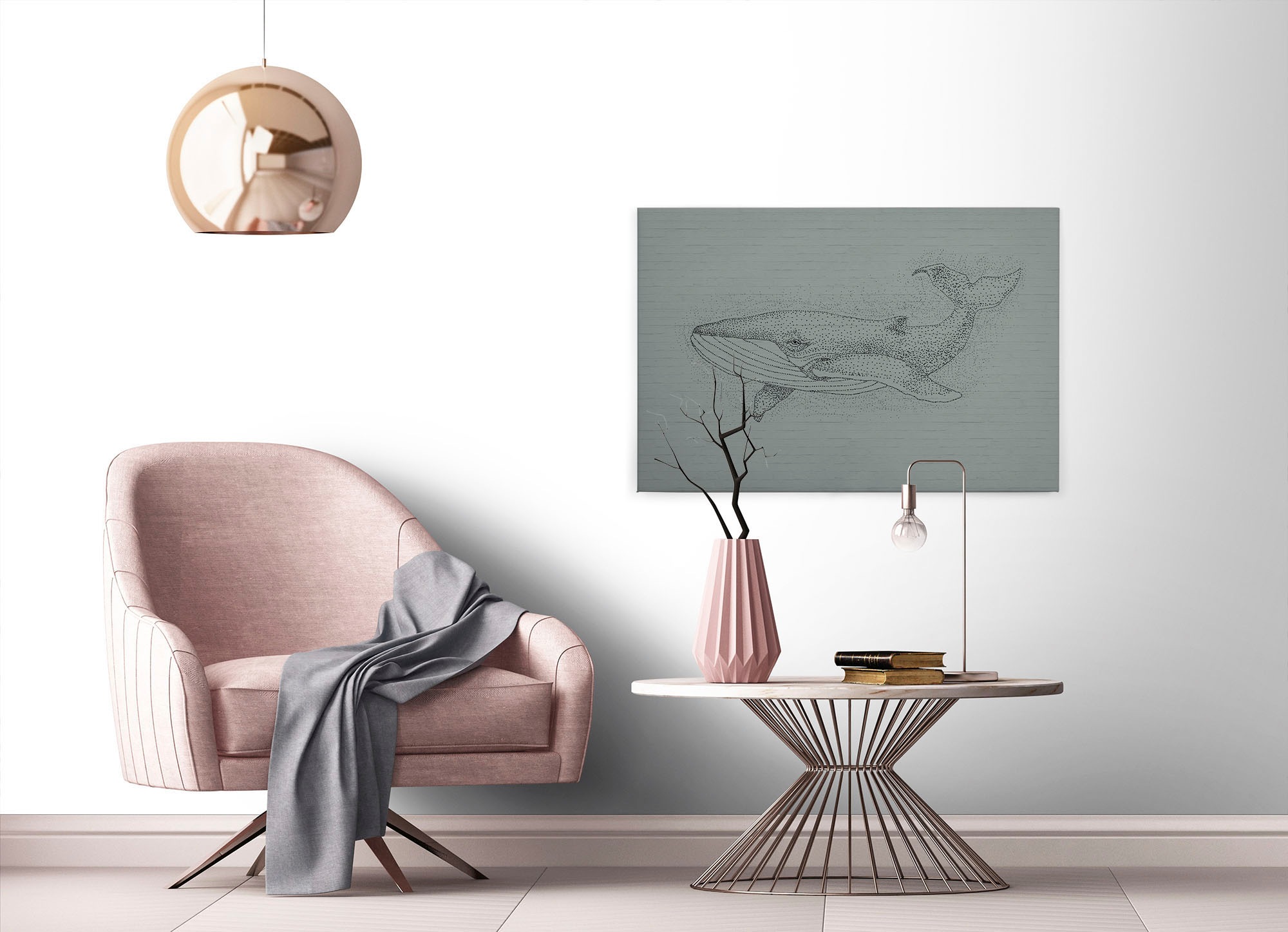 A.S. Création Leinwandbild »titan 3«, Kunst-Tiere-Kinder, (1 St.), Schwarz-Weiß Zeichnung Wal Keilrahmen Leinwand-Bild Wohnzimmer modern