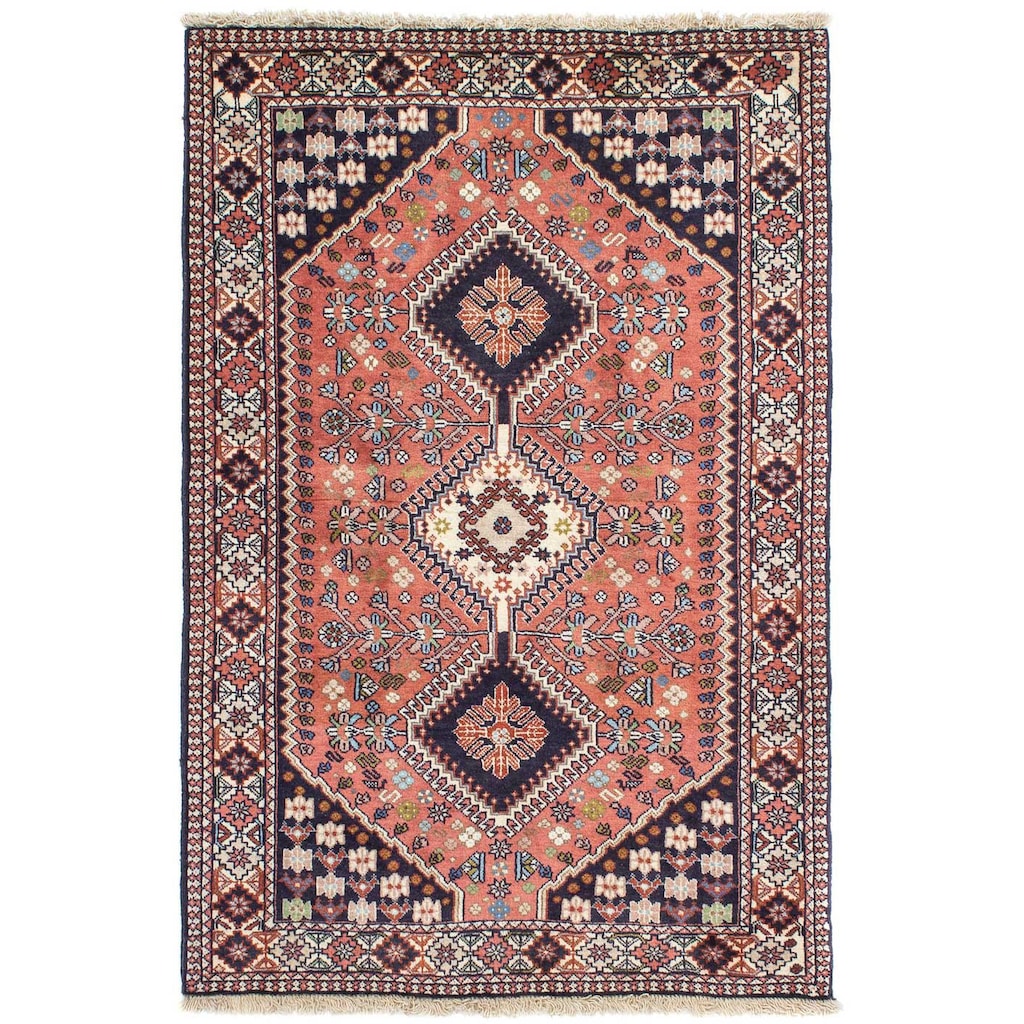 morgenland Wollteppich »Yalameh Medaillon Blu scuro 144 x 100 cm«, rechteckig