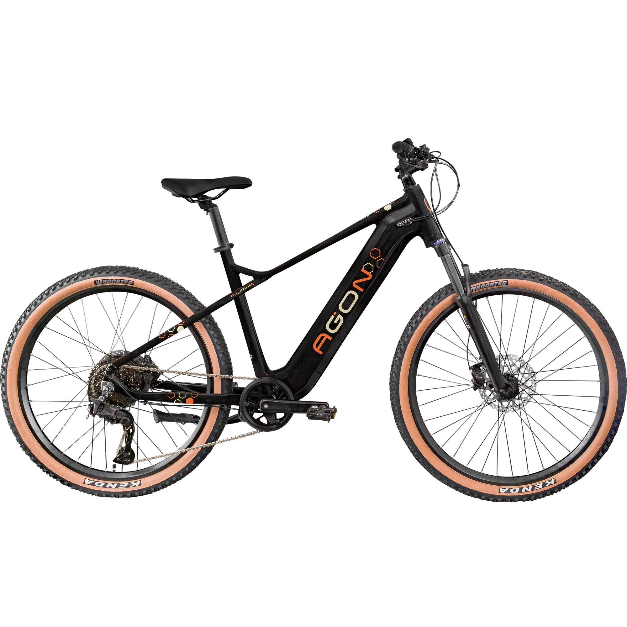 AGON "Alpha" 10 Gang Shimano Deore SGS T6000 Schaltwerk Kettenschaltung Heckmotor 250 W E Bike Mountainbike Herren oder Damen 160 - 185 cm