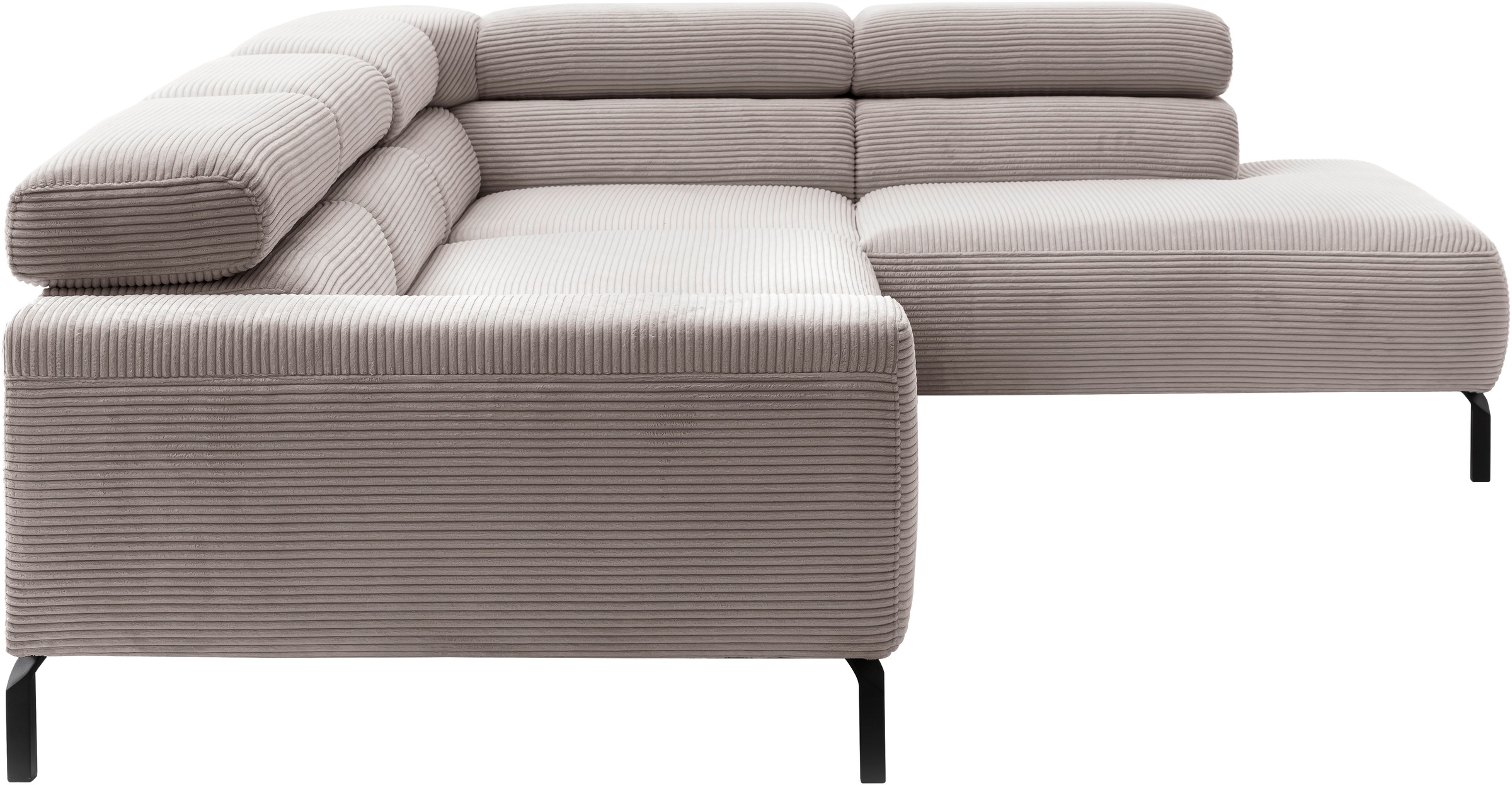 Places of Style Ecksofa »Antonelli, L-Form, inkl. Kopfteilverstellung, Breite 276 cm«, ohne Sitztiefenverstellung, in Cord, taupe