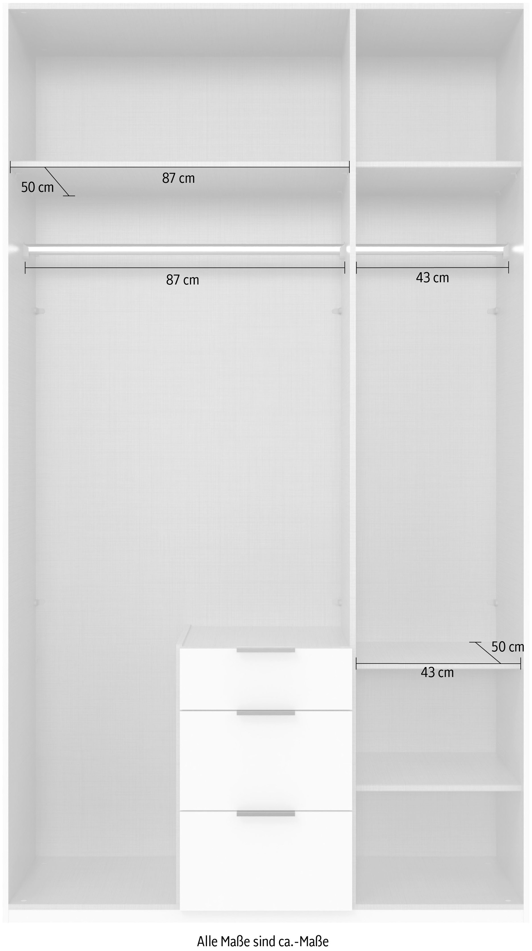Wimex Drehtürenschrank »Mugano, 135 oder 180cm breit, 208 oder 236cm hoch, Made in Germany«, (mit langen Griffstangen aus Metall), wahlweise mit oder ohne Spiegel, mit Schubladen