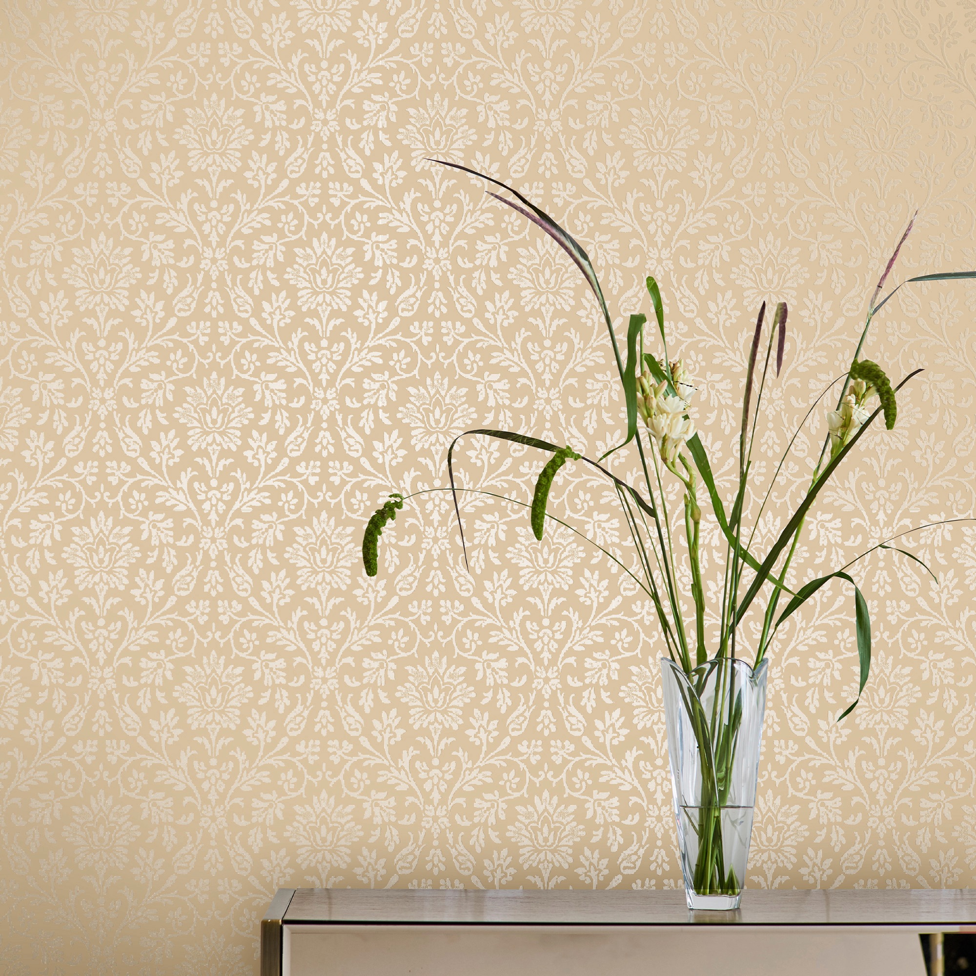LAURA ASHLEY Vliestapete »Annecy natur«, FSC® zertifiziert, mit lebhaftem Druck, 10 Meter Länge