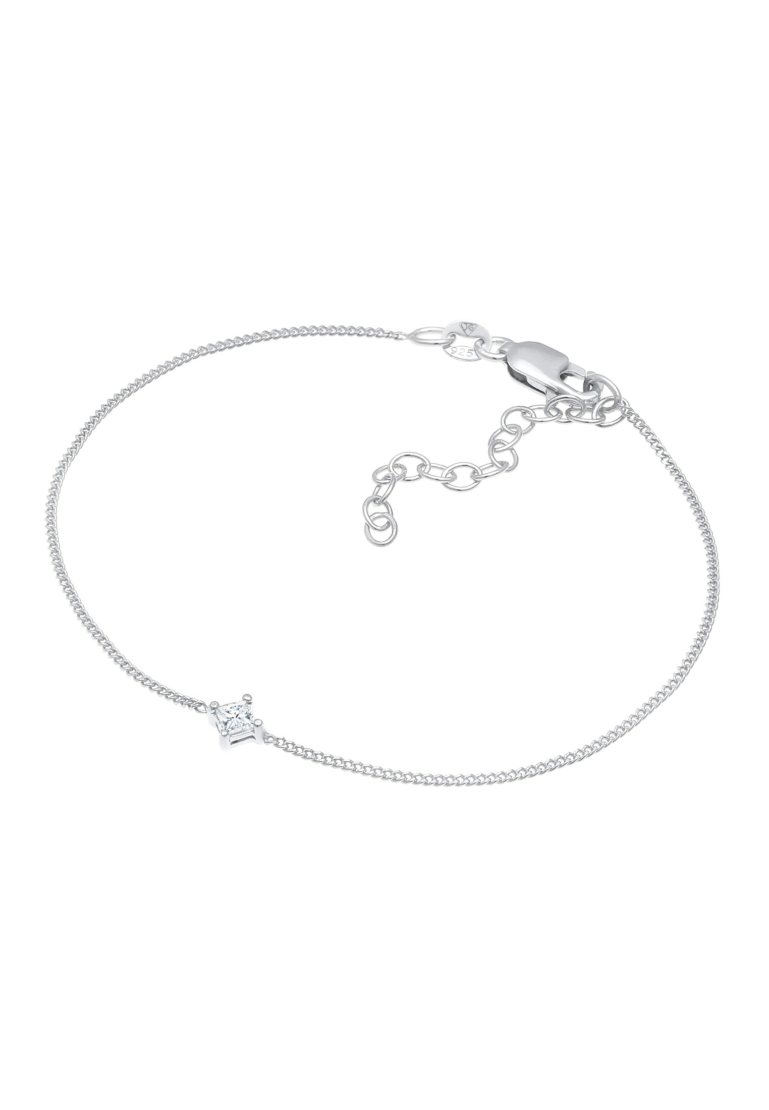 Elli DIAMONDS Armband »Solitär Viereck Diamant (0.1 ct.) 925 Silber«