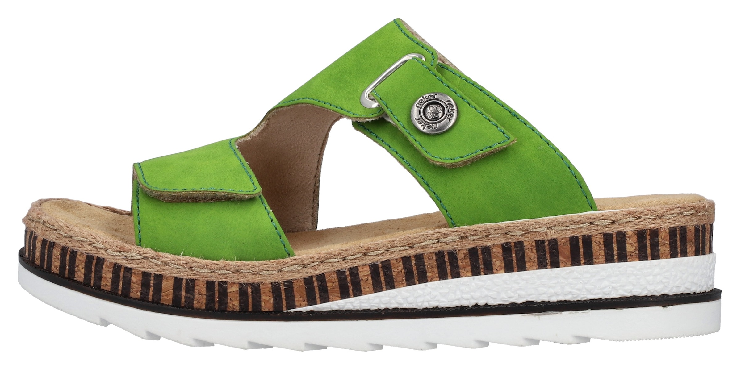 Rieker Pantolette, Sommerschuh, Strandschuh, Hausschuh mit trendigem Keilabsatz