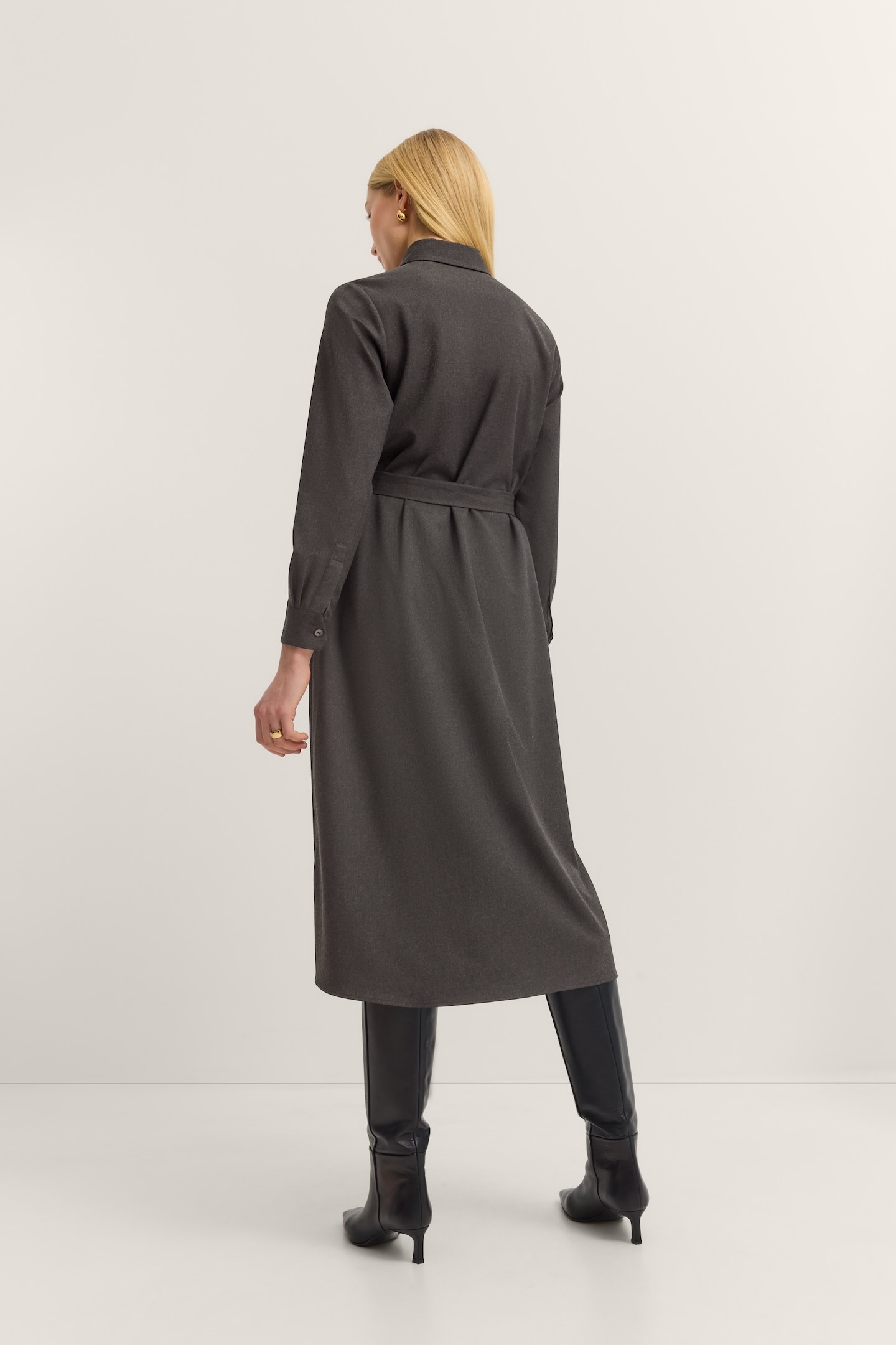 bugatti Blusenkleid »Stretch-Mix«, mit Bindegurt und Knopfleiste