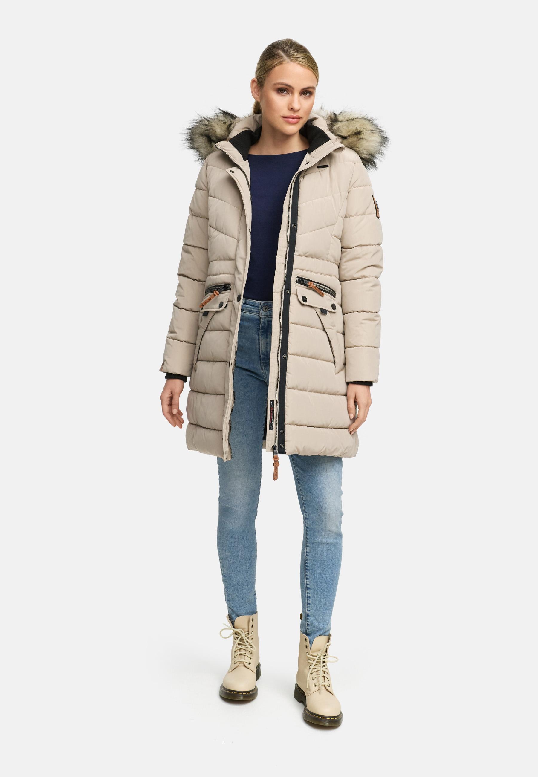 Navahoo Steppmantel »Paula«, stylischer Winter Parka m. edlem Fellimitat