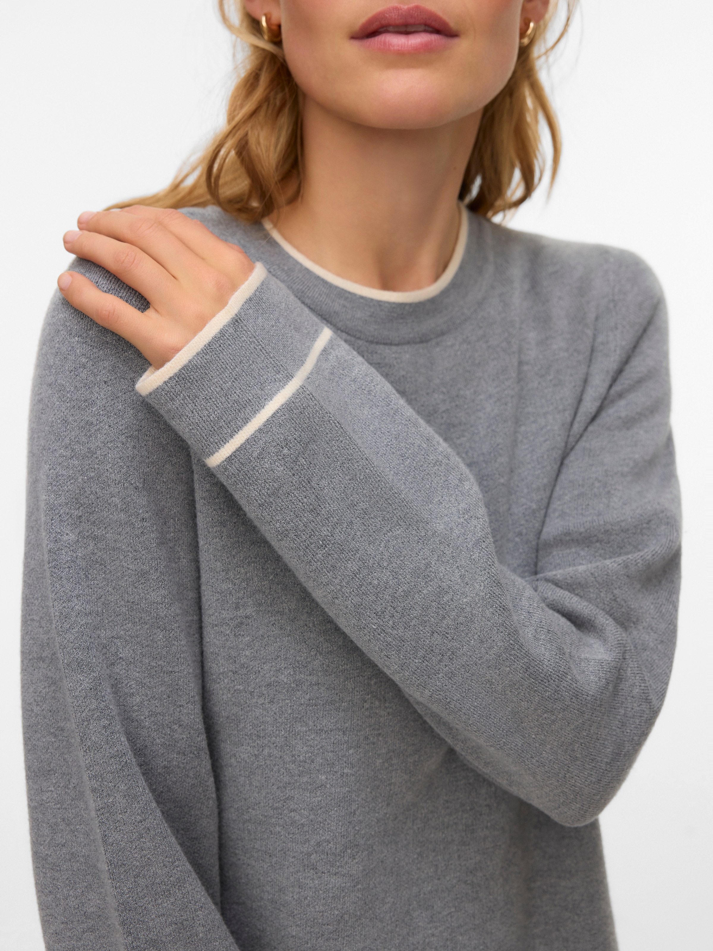 Thumbnail - Vero Moda Strickpullover "VMGOLD LS O-NECK DOUBLE CONTRAST PULL"