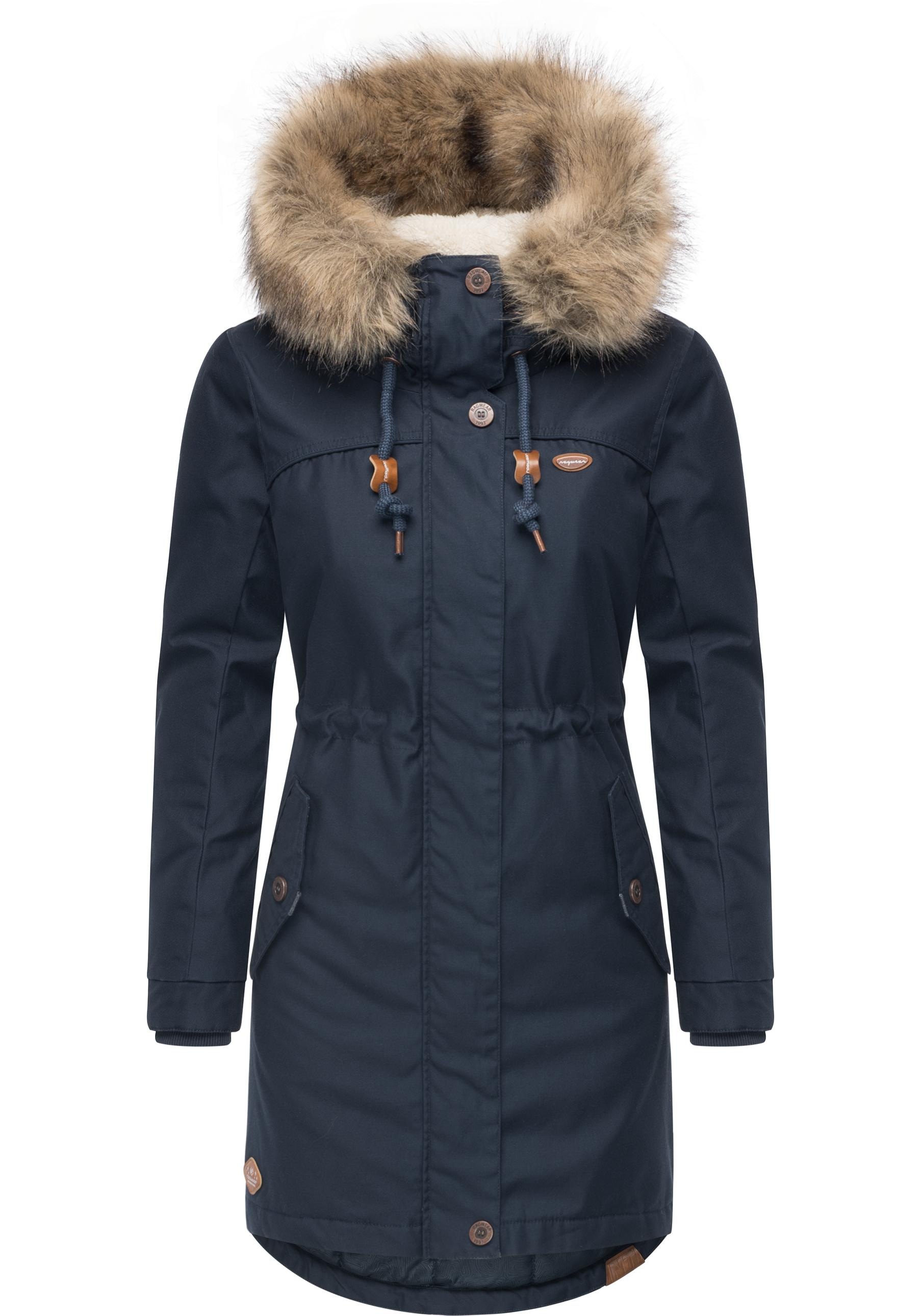 Ragwear Winterjacke »Tawny«, mit Kapuze, stylischer Winterparka mit großer Kapuze und Kunstfellkragen