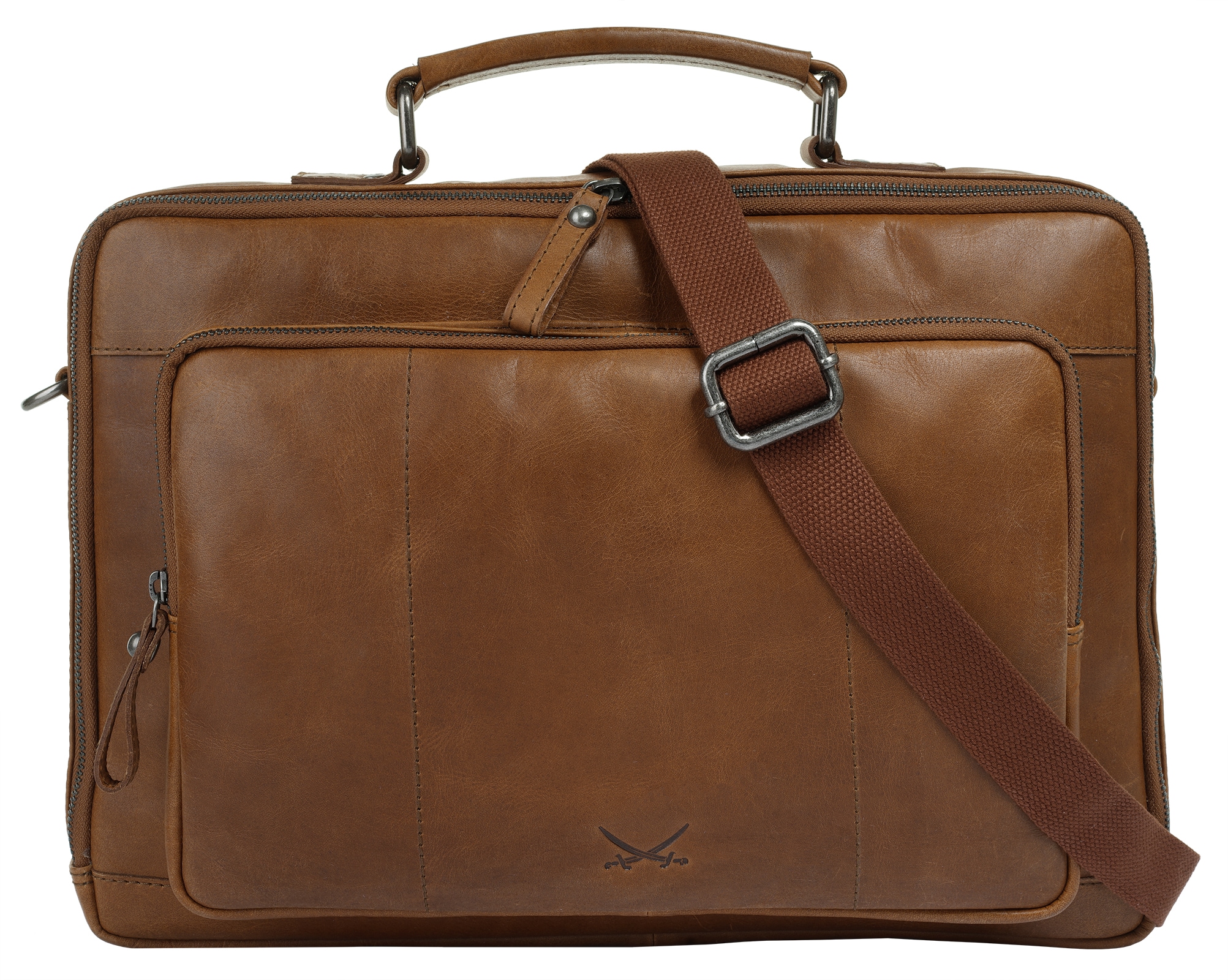SANSIBAR Aktentasche "SANSIBAR Herren, Damen Aktentasche echt Leder", braun, Leder, leicht glänzend, unifarben, Taschen, echt Leder
