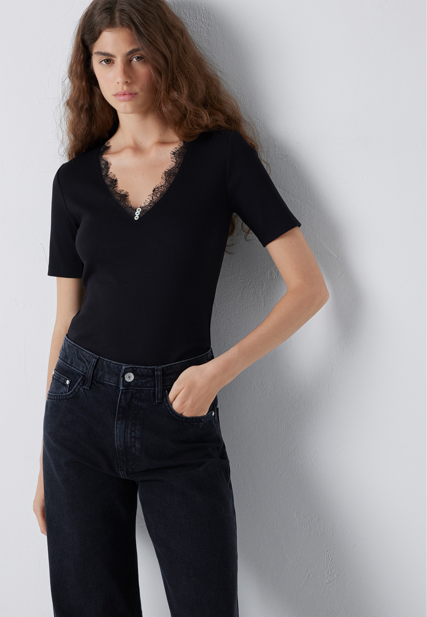 Mavi 1100000002199 "FASHION JERSEY" Spitzen Top