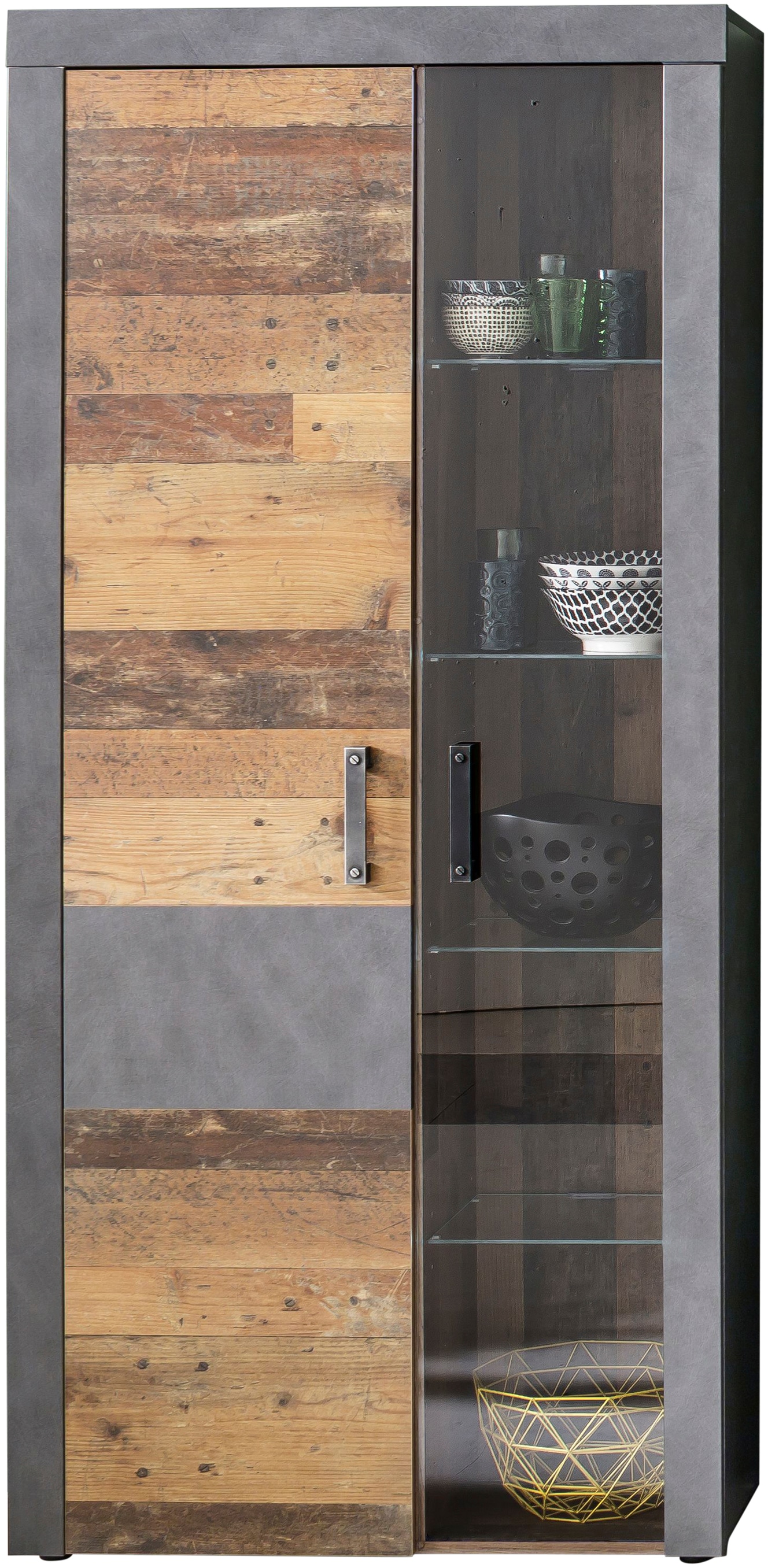 Home affaire Vitrine »Ilana« moderner Industrial Style - Beleuchtung optional - B/T/H 87/34/189 cm