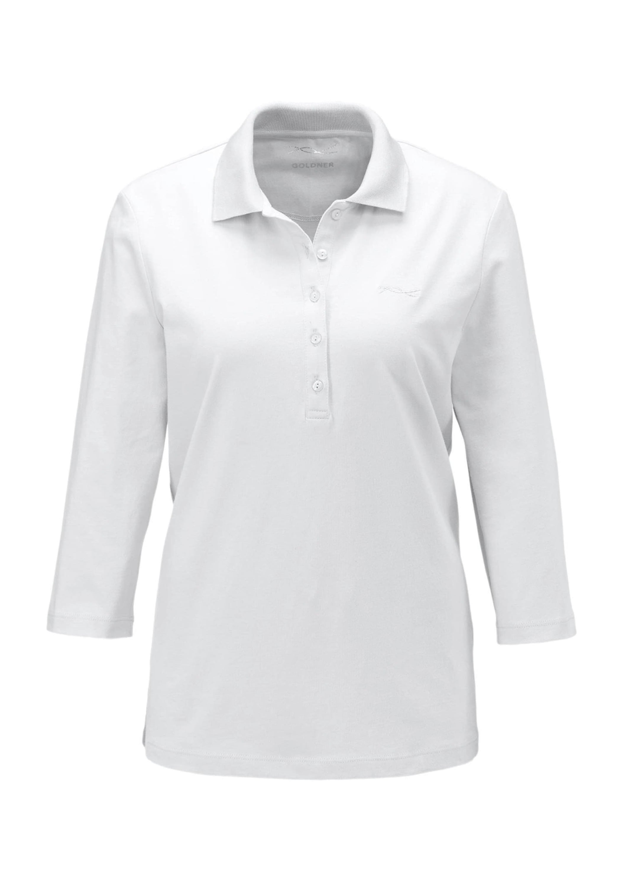 GOLDNER Poloshirt "Kurzgröße Baumwollshirt mit Glanzakzenten" Ohne