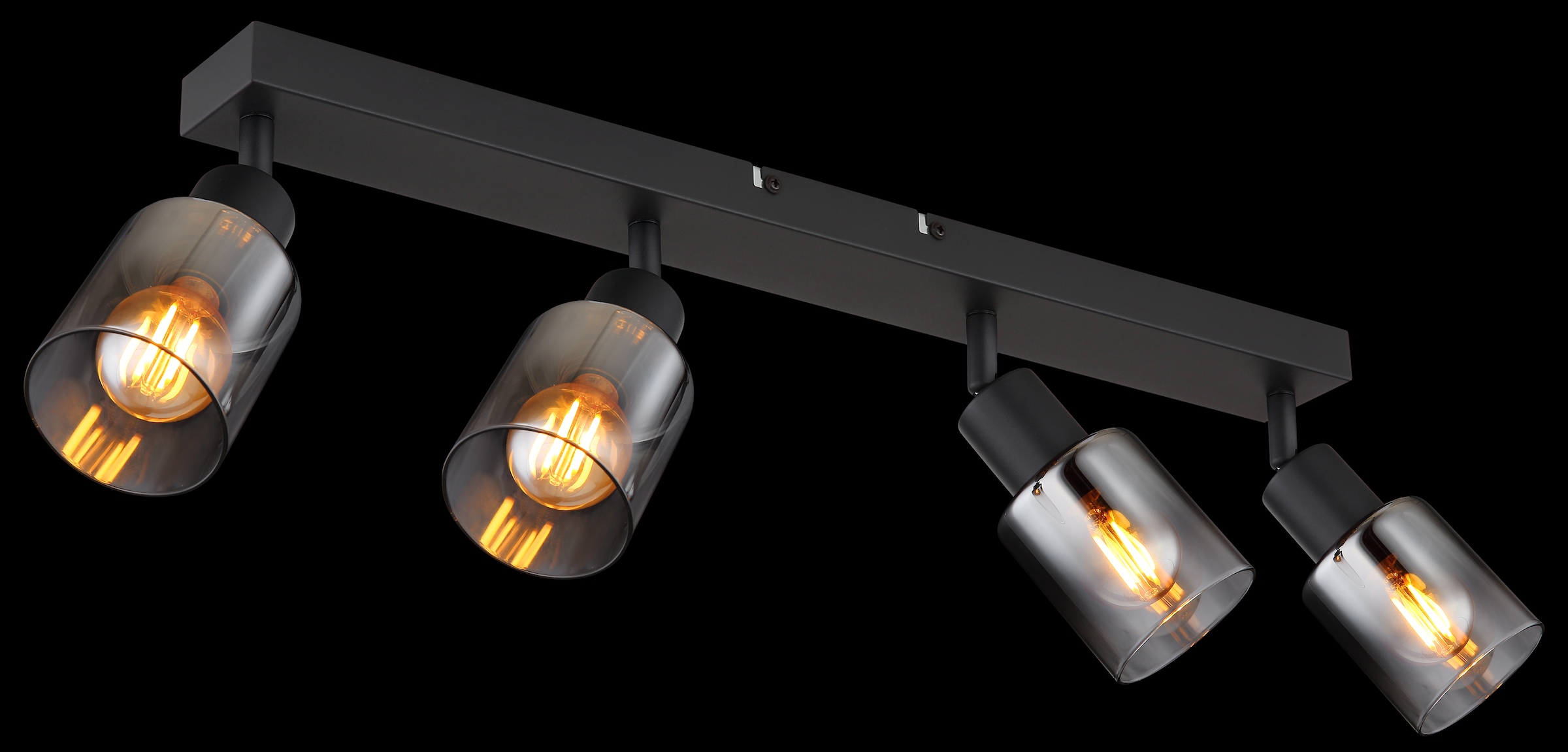 GLOBO LIGHTING Deckenstrahler »HUBERTUS«, Leuchtmittel E14 | ohne Leuchtmittel, Deckenspot/schwarz/Glas rauchfarben/Flur/Wohnzimmer