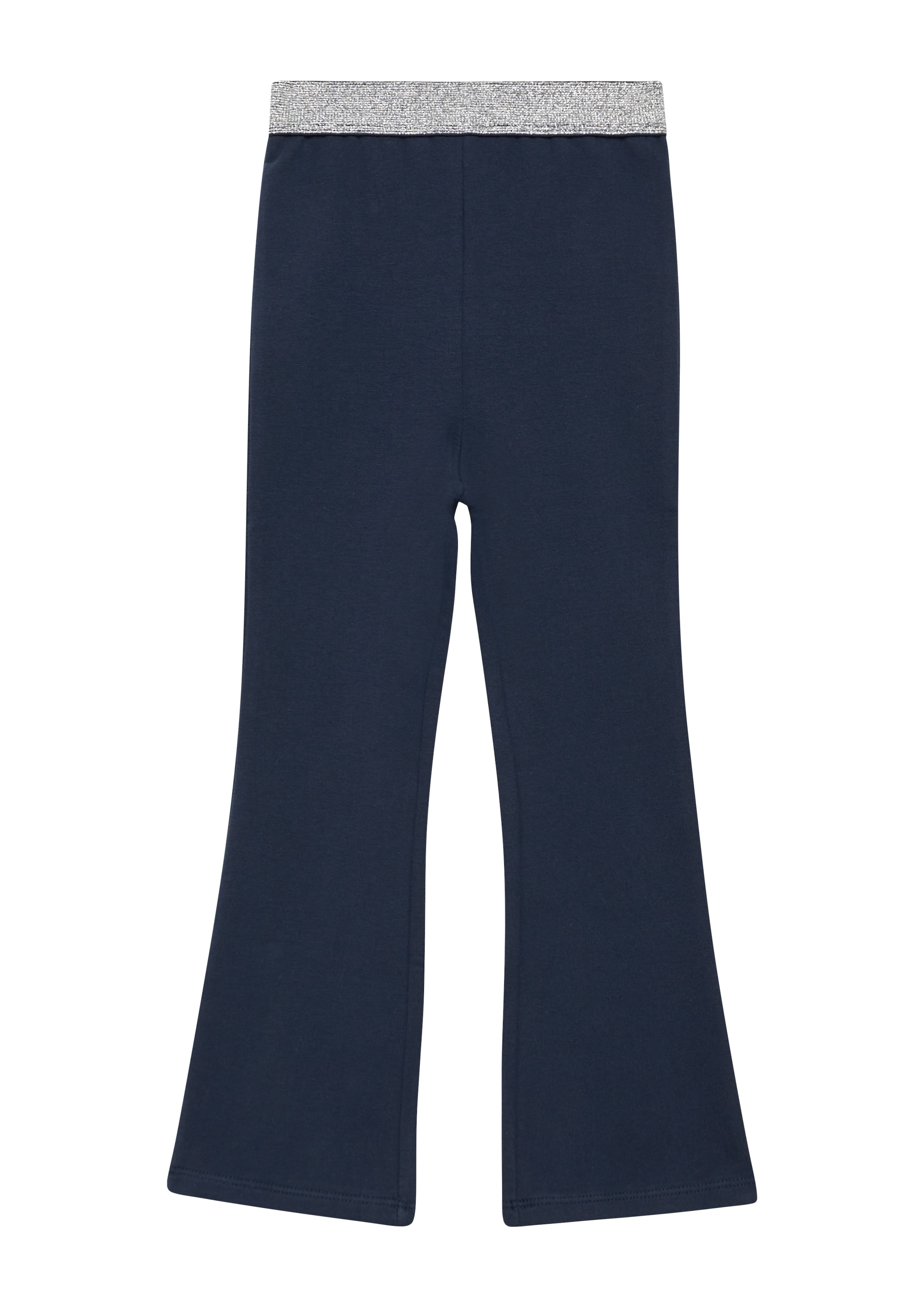S.OLIVER JUNIOR Mädchen Leggings, blau, Gr. 98, unifarben, Web, Obermaterial: 95% Baumwolle, 5% Elasthan, Hosen, mit Glitzerbund und leichtem Schlag