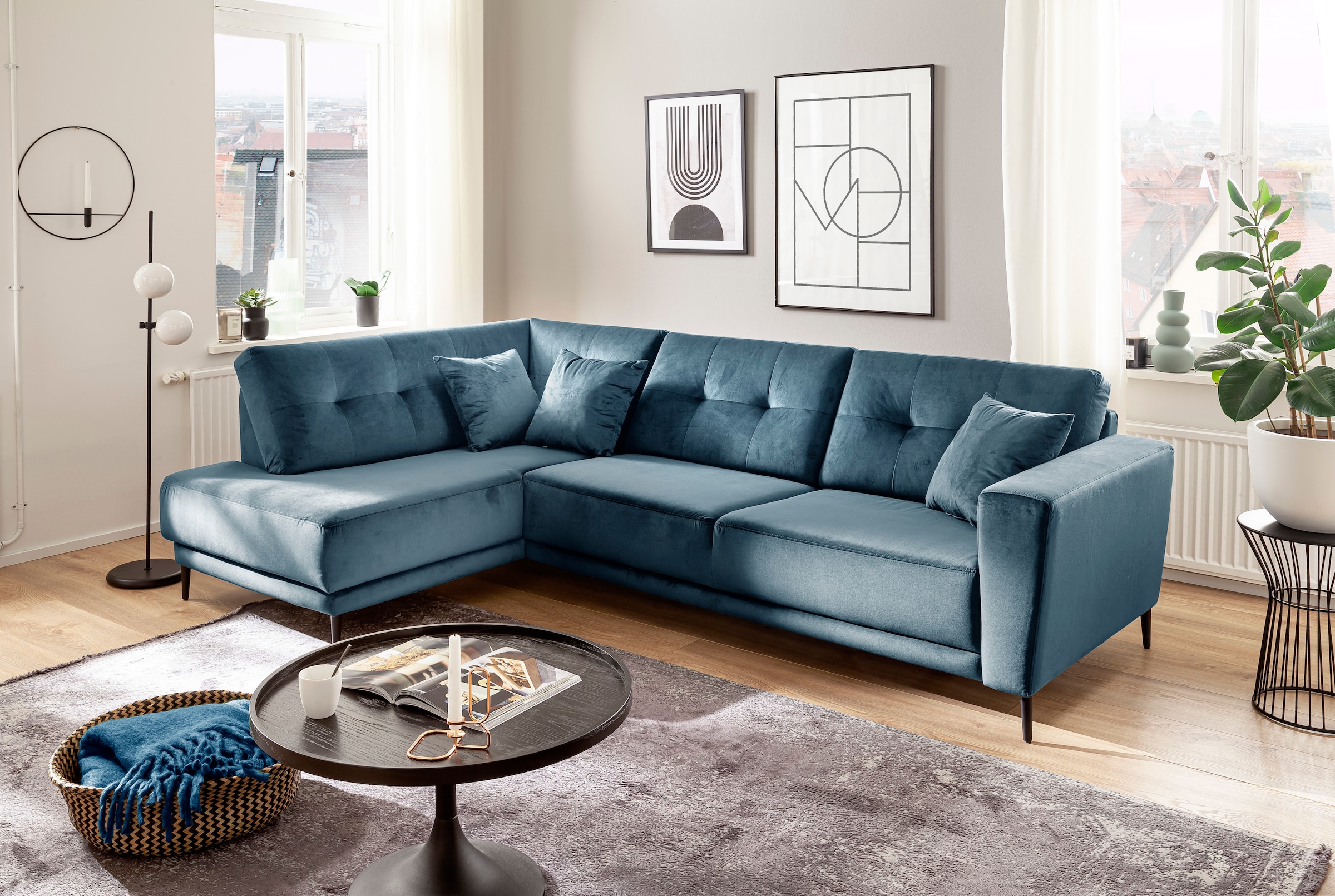 Trends by HG Polsterecke »Barcelona L-Form«, mit Metallfuss, frei im Raum stellbar