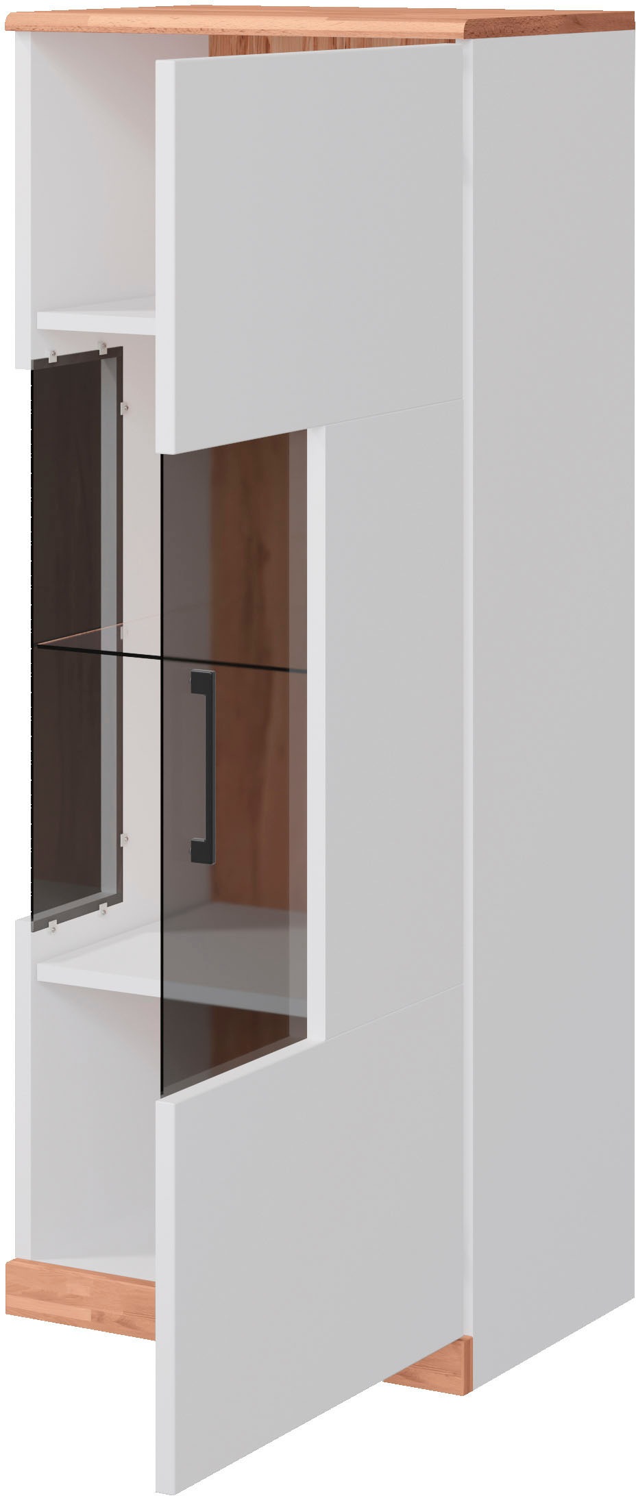 Thumbnail - OTTO home Vitrine "RIBE75, 1Glasboden variabel, dunkles gehärtetes Glas, Trendfarbe" Oberplatte Kernbuche massiv,dunkles...