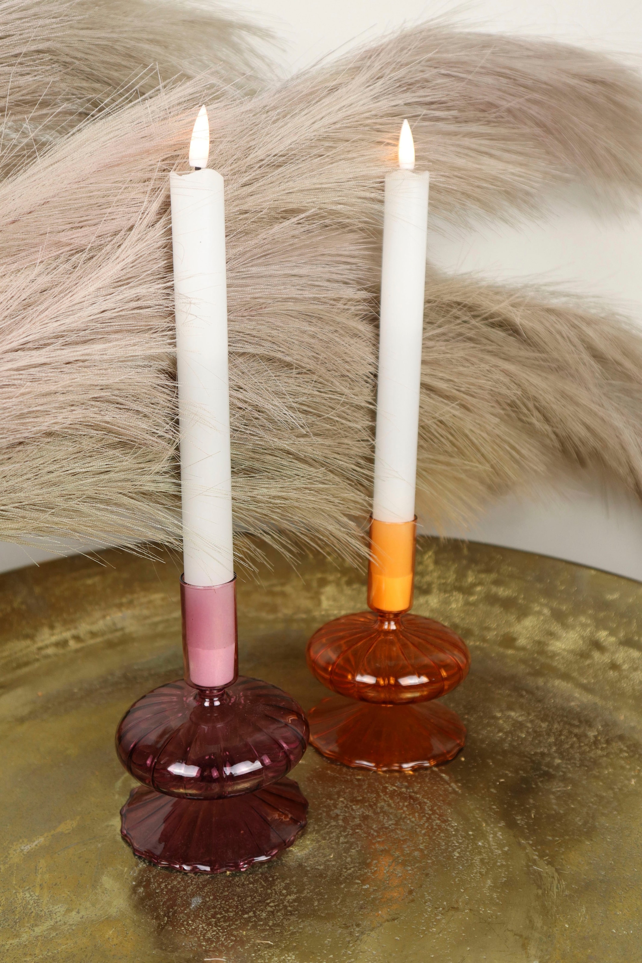 AM Design Kerzenleuchter »aus Glas«, (Set, 2 St.), Stabkerzenhalter, Höhe ca.  10 cm bestellen | BAUR
