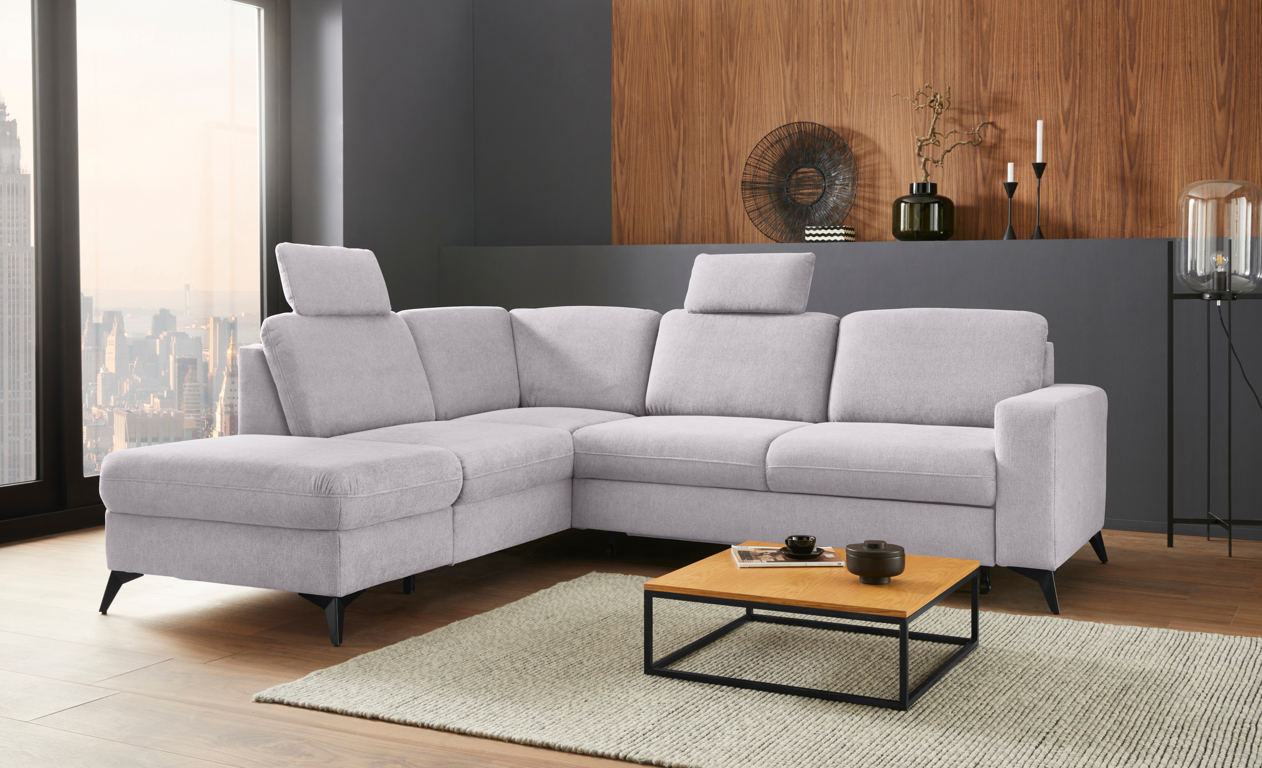 Home affaire Ecksofa "Lolland L-Form" Wahlweise mit Schlaffunktion und Stauraum, auch mit abwischbarem Bezug