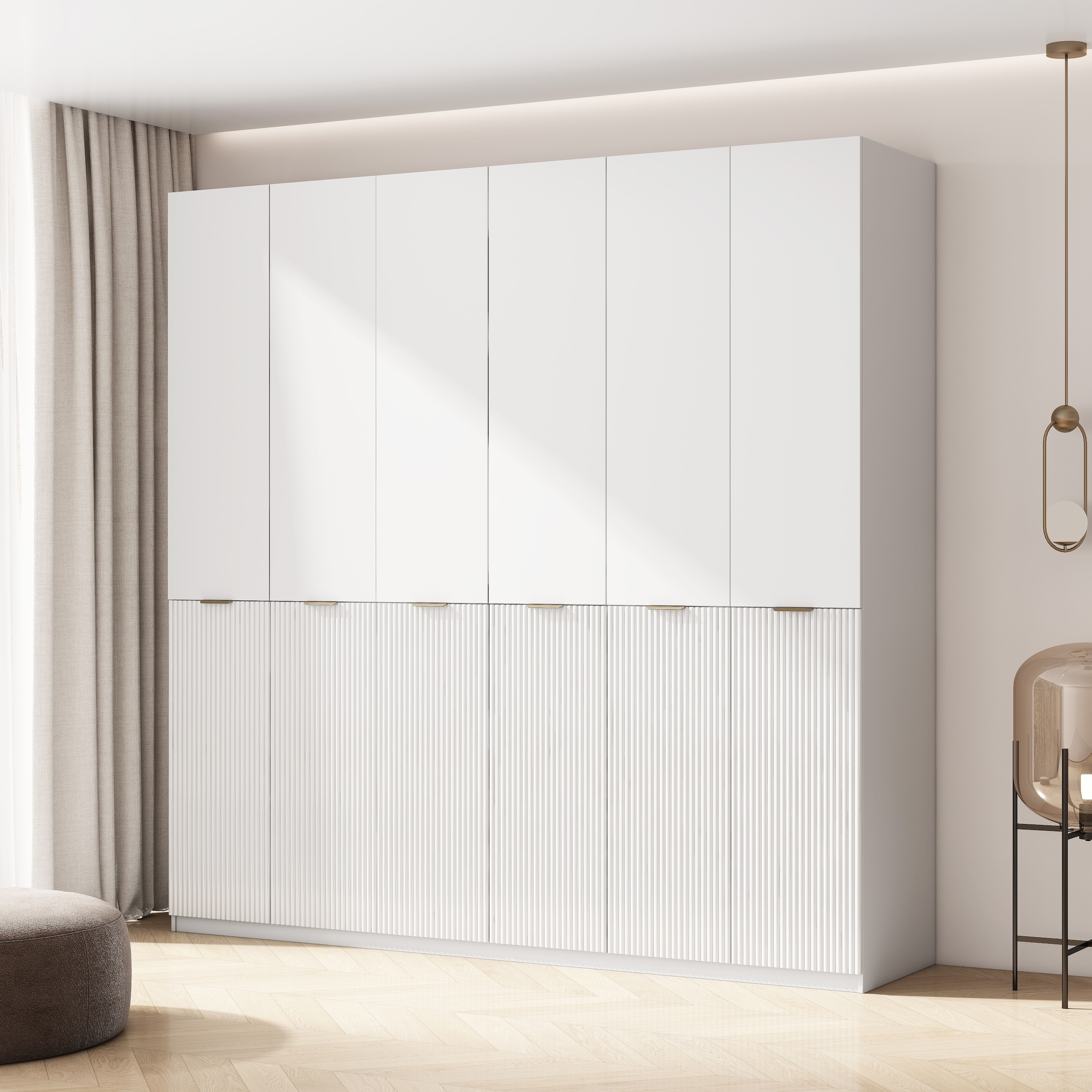 OTTO home Kleiderschrank »Jorella Schlafzimmerschrank Garderobe mit Softclose Türen« eleganter Schlafzimmerschrank Rillendesign Trend Breite 241cm