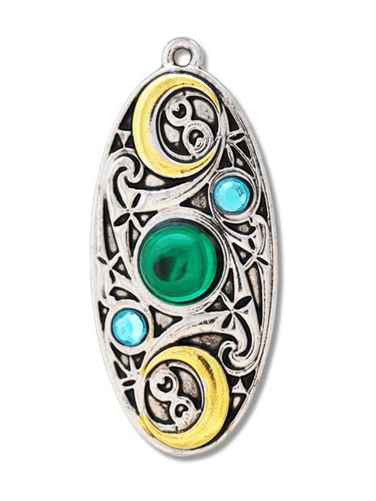 Adelia´s Amulett »Amulett Anhänger Mythische Kelten mit Glasstein Mond-Schild«, Mond Schild - Für Klarheit und Besinnung