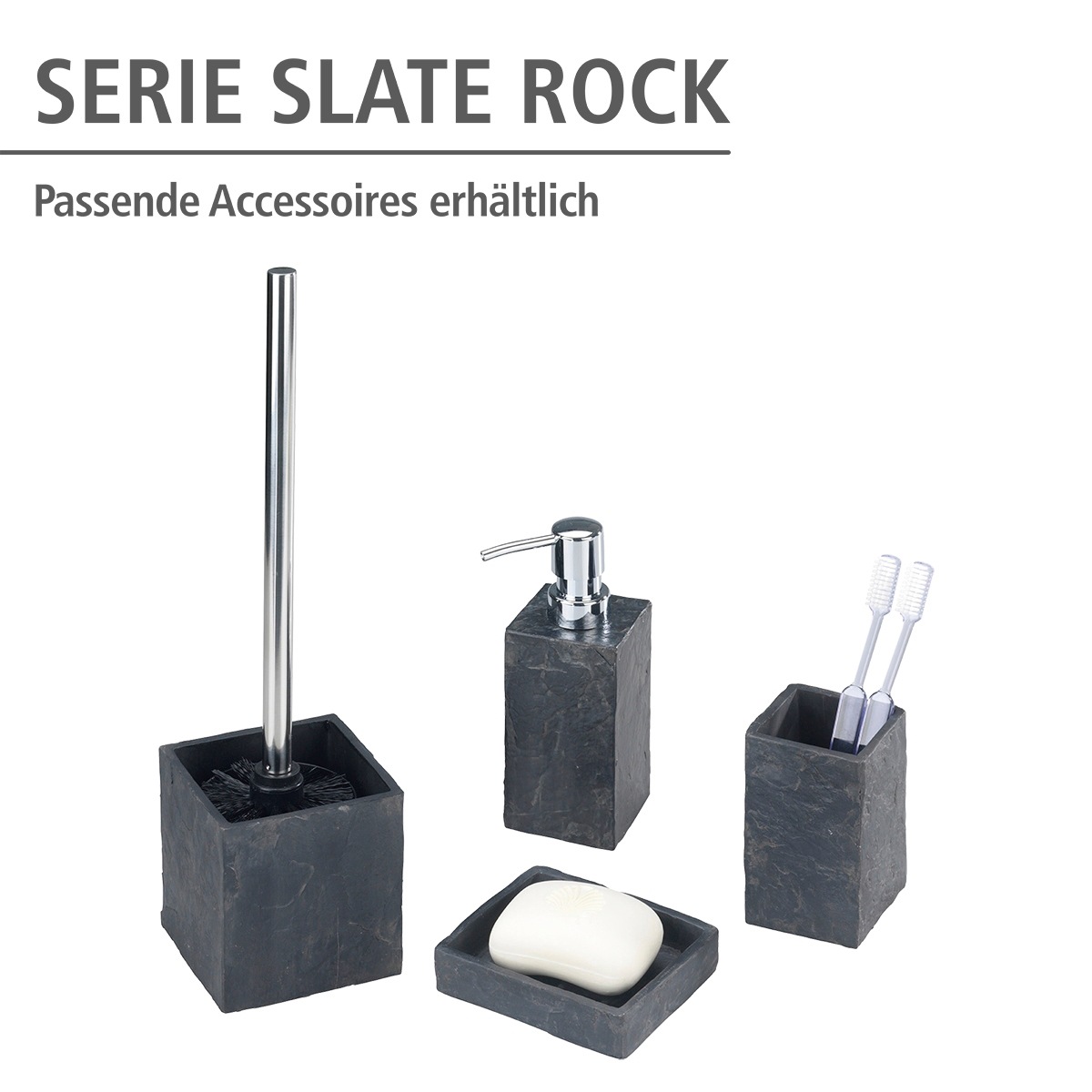 Wenko WC-Garnitur Slate Rock Polyresin günstig online kaufen