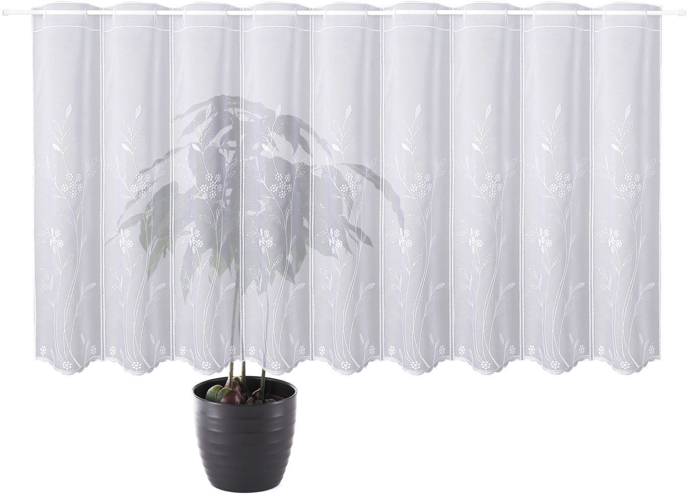 Thumbnail - Gerster Scheibengardine "Arina" Durchzuglöcher 1 Stk. tlg. Stickerei-Bistro mit Blumen bestickt