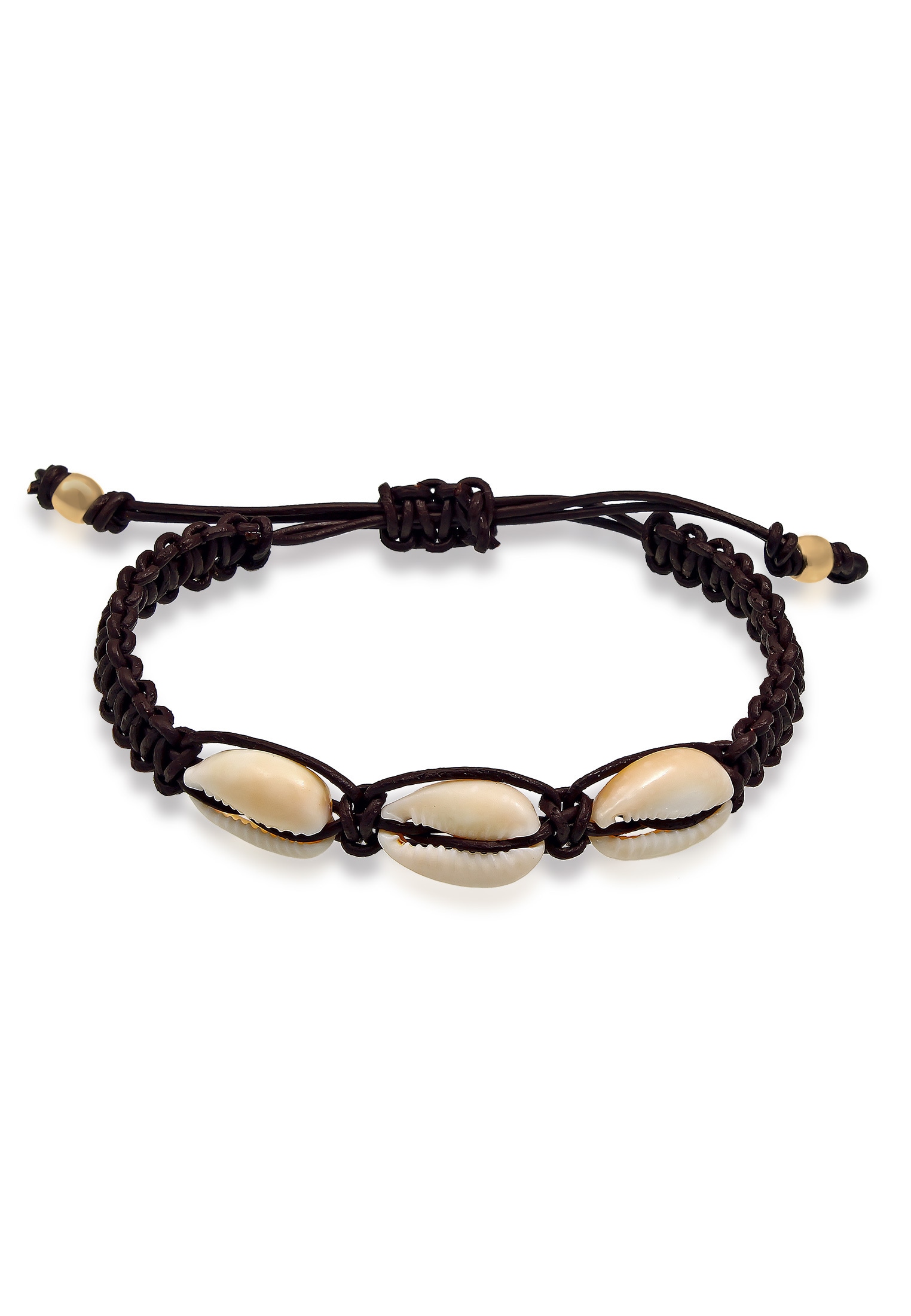 Kuzzoi Armband »Herren Kauri Muscheln Knoten Leder 925 Silber«