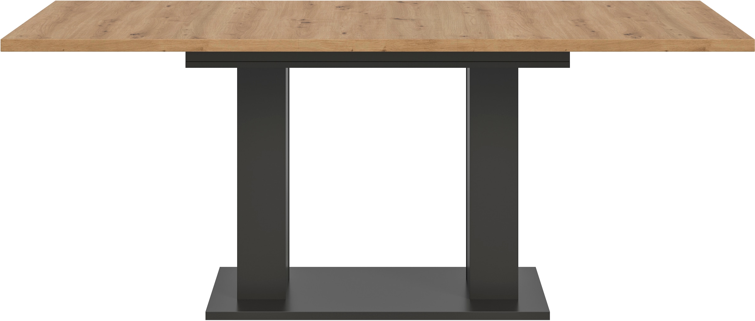 INOSIGN Esstisch »Motus, ausziehbar 150 -190 cm, inklusive 40 cm Einlegeplatte«, (Set, 1 St.), Doppelsäulengestell mit Bodenplatte, Tisch, Esstisch, Küche