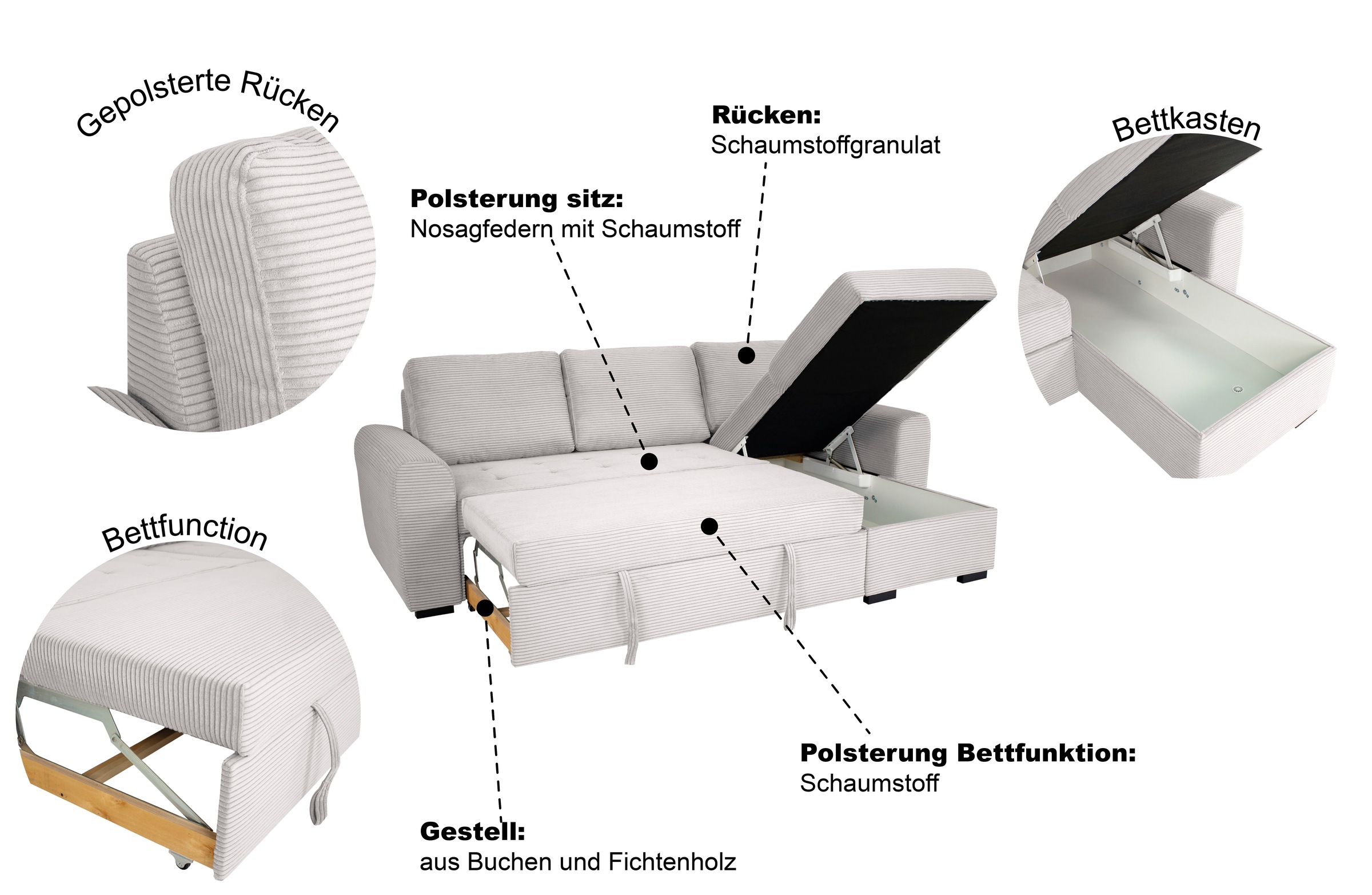 Thumbnail - Trends by HG Ecksofa "POLL" Schlaffunktion + Bettkasten