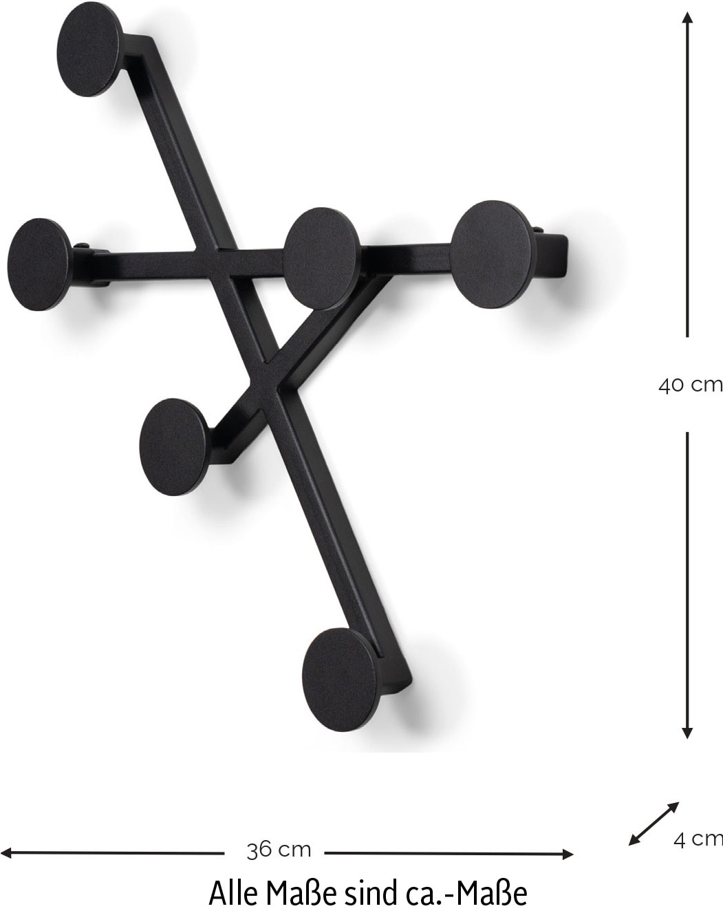 Spinder Design Garderobenhaken »BOTTONI 1«, (1 St.), Wandgarderobe aus Stahl mit 6 Haken