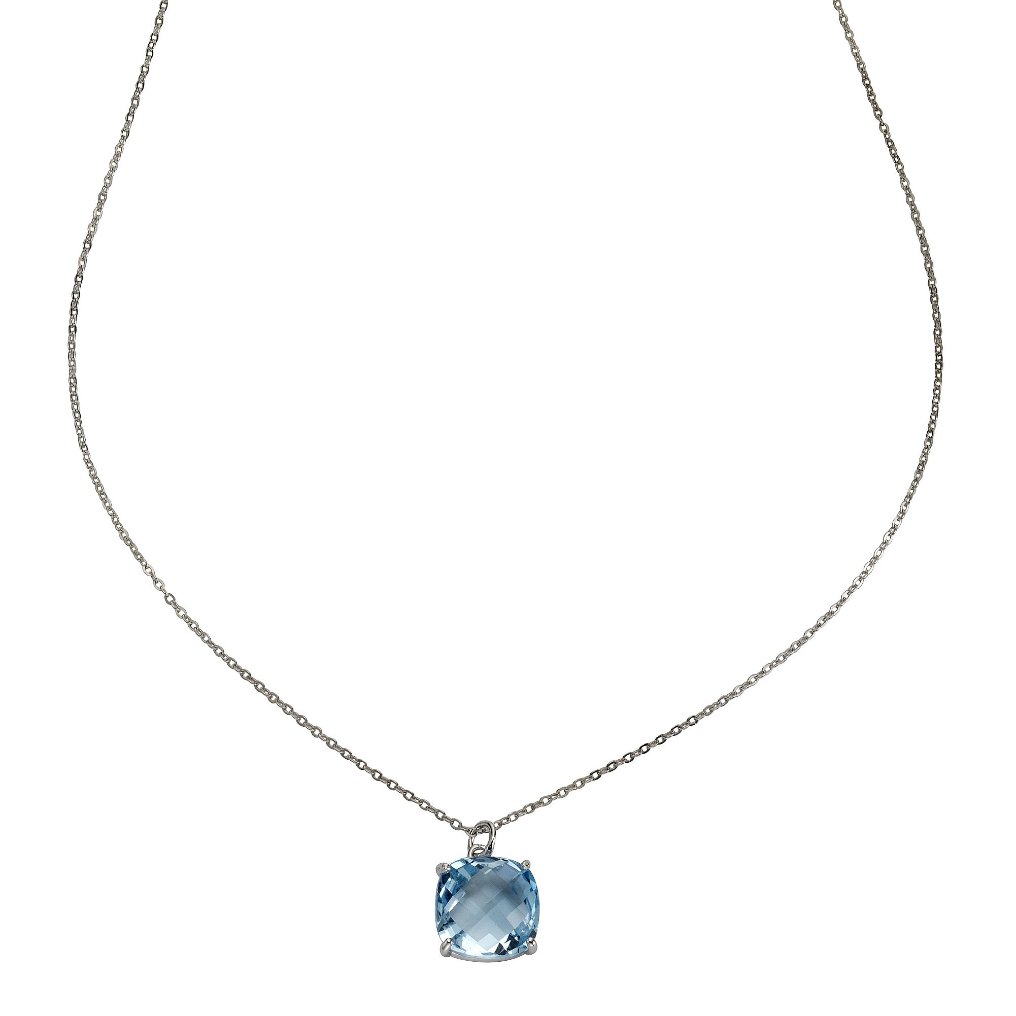 Zeeme Kette mit Anhänger »Silber 925 rhodiniert 45cm lang mit Blautopas (beh.)«