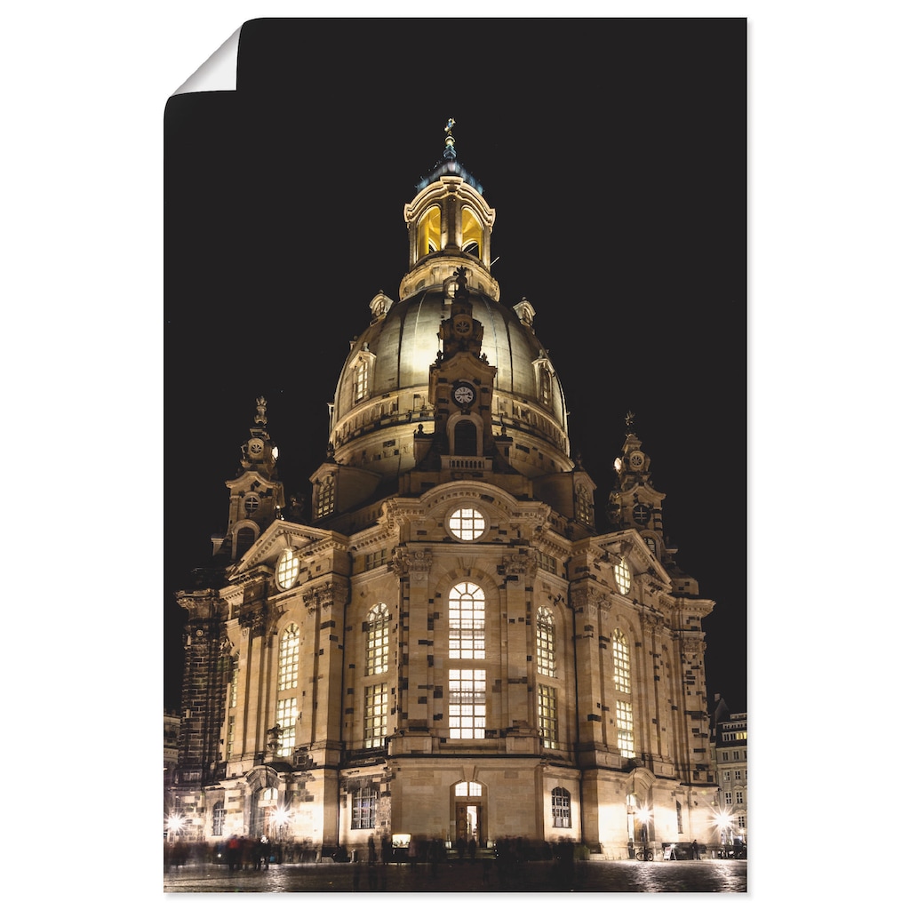 Artland Wandbild »Erleuchtete Frauenkirche in Dresden«, Gebäude, (1 St.)