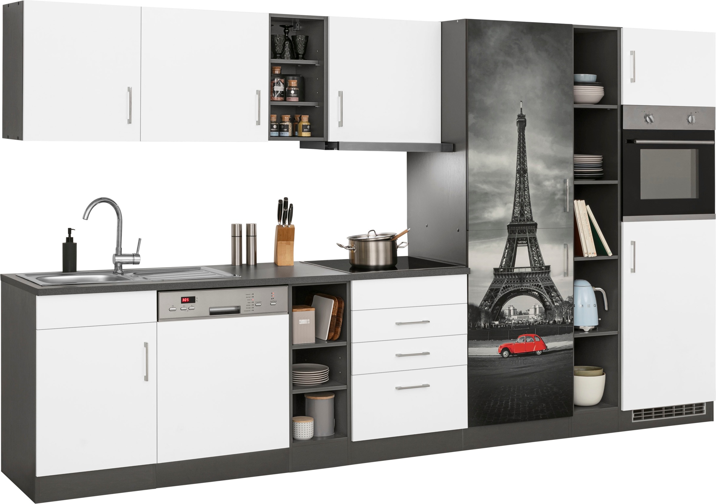 HELD MÖBEL Küchenzeile "Paris", mit E-Geräten, Breite 350 cm, wahlweise mit günstig online kaufen