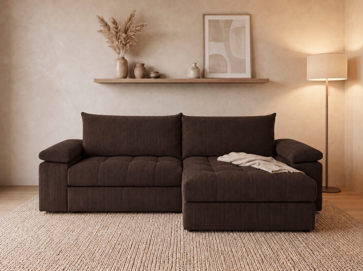OTTO home Ecksofa "Soft&Cosy Pik XXL, L-Form, B: 303 cm, Mega Sofa in Cord" Lounge-Komfort mit edler Sitzsteppung, Federkern
