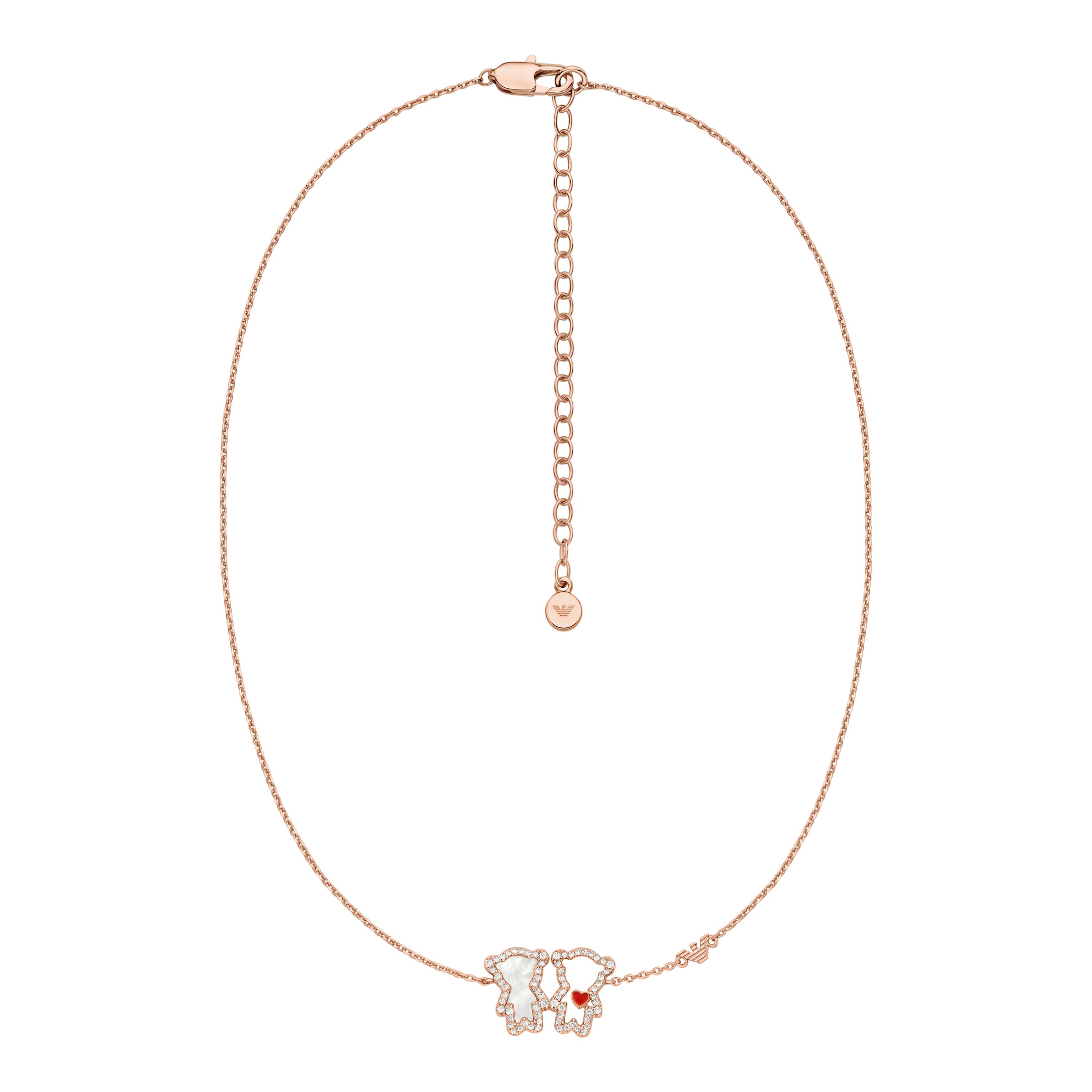 Emporio Armani Kette mit Anhänger »Schmuck Geschenk Metall Bärchen mit Herz« mit Zirkonia (synth.) - mit Perlmutt