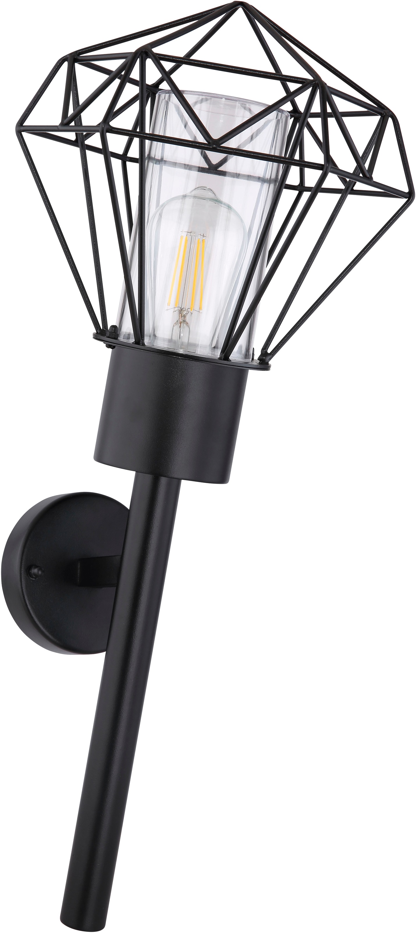 GLOBO LIGHTING Außen-Wandleuchte »HORACE« E27 1 Stk. Außenleuchte Edelstahl schwarz mit Klarglas, IP44, E27 15W