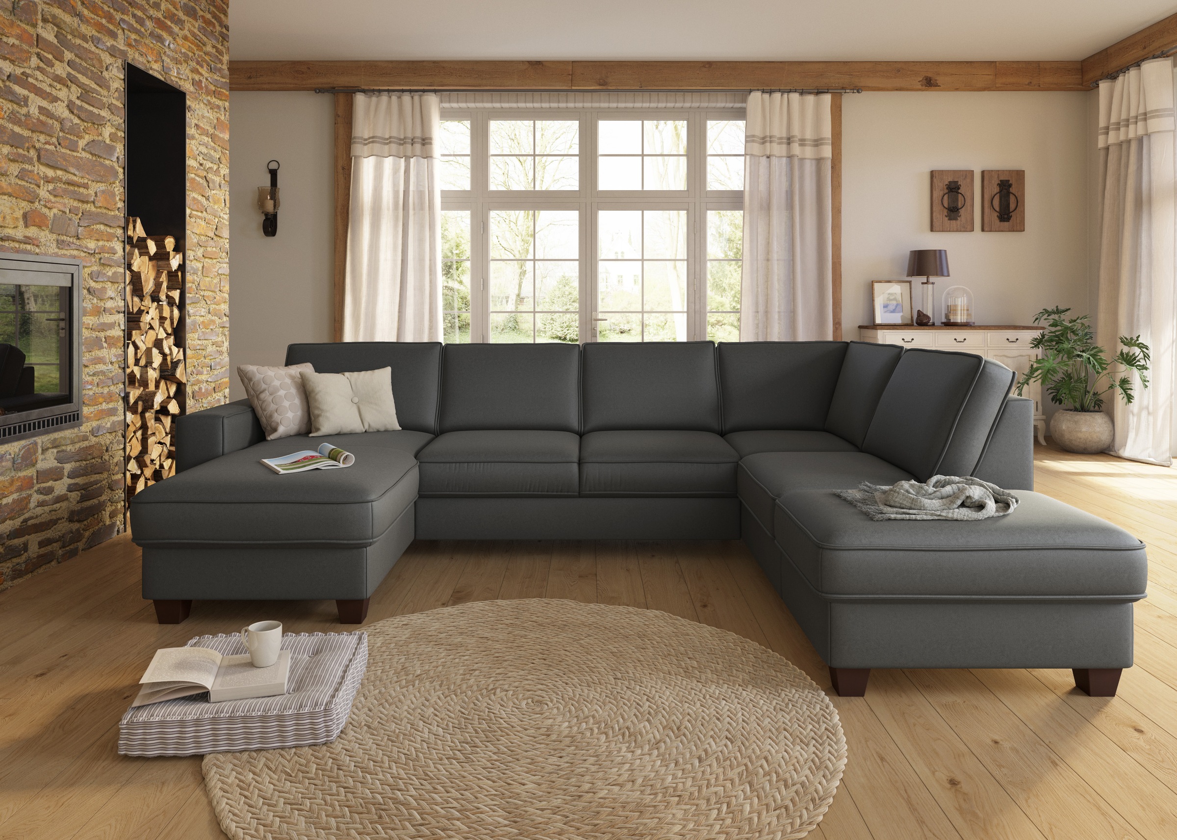 Home affaire Wohnlandschaft "County U-Form" wahlweise Ottomane links oder r günstig online kaufen