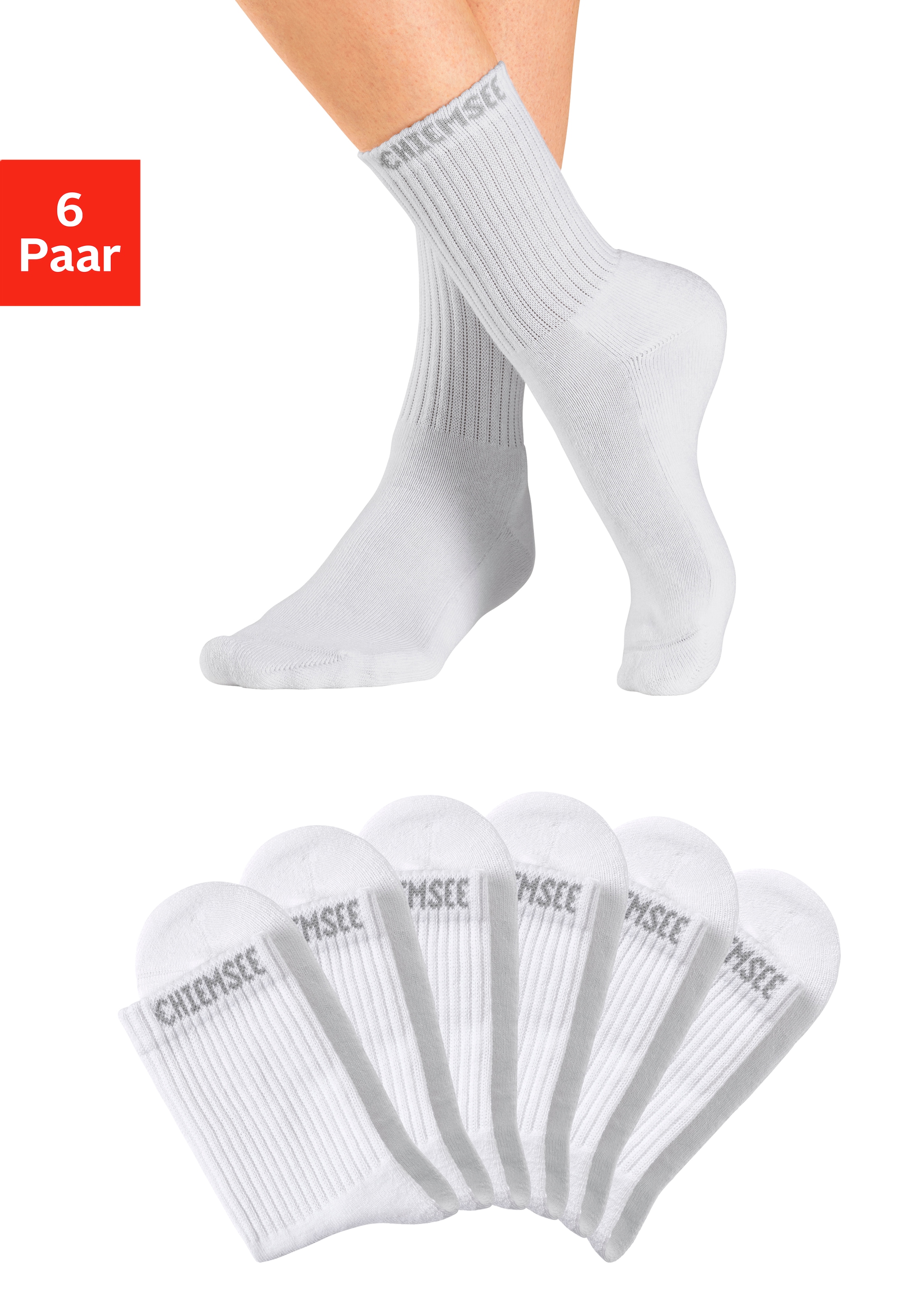 Chiemsee Tennissocken, (Packung, 6 Paar), mit eingestricktem Markennamen