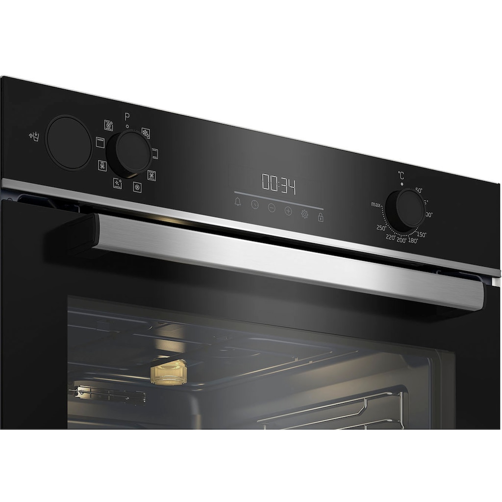 BEKO Einbaubackofen »BBIS13300X«, BBIS13300X, mit 1-fach-Teleskopauszug