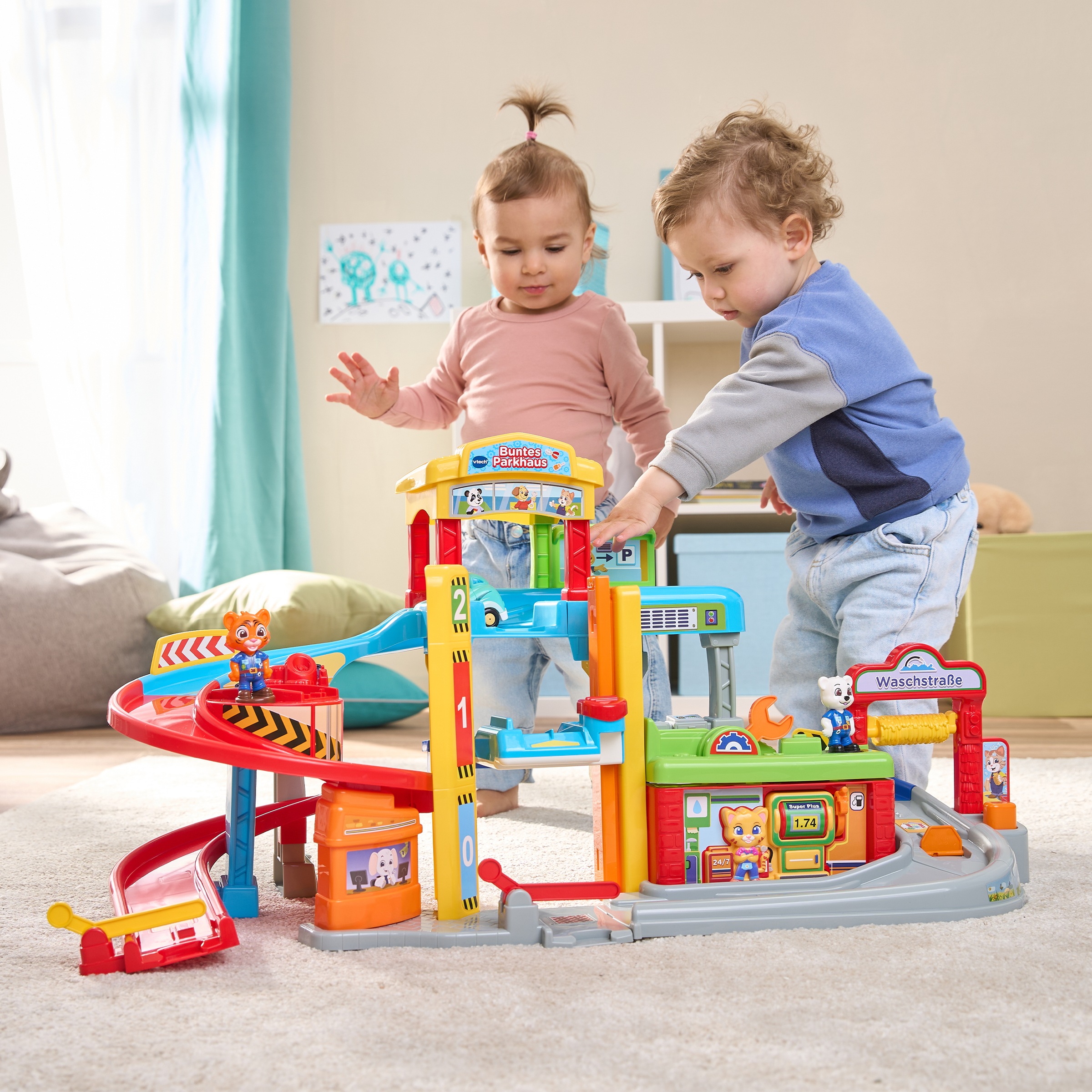 Vtech® Spielwelt »Tut Tut Baby Flitzer,  Buntes Parkhaus« inklusive 3 Fahrzeuge (Taxi, Sportwagen, Lieferwagen)