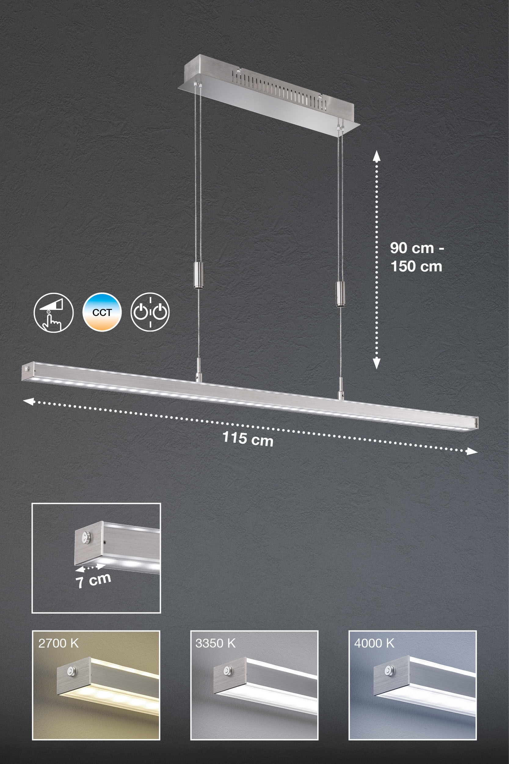 FISCHER & HONSEL LED Pendelleuchte »Vitan«, 1 flammig, Leuchtmittel LED-Board | LED fest integriert