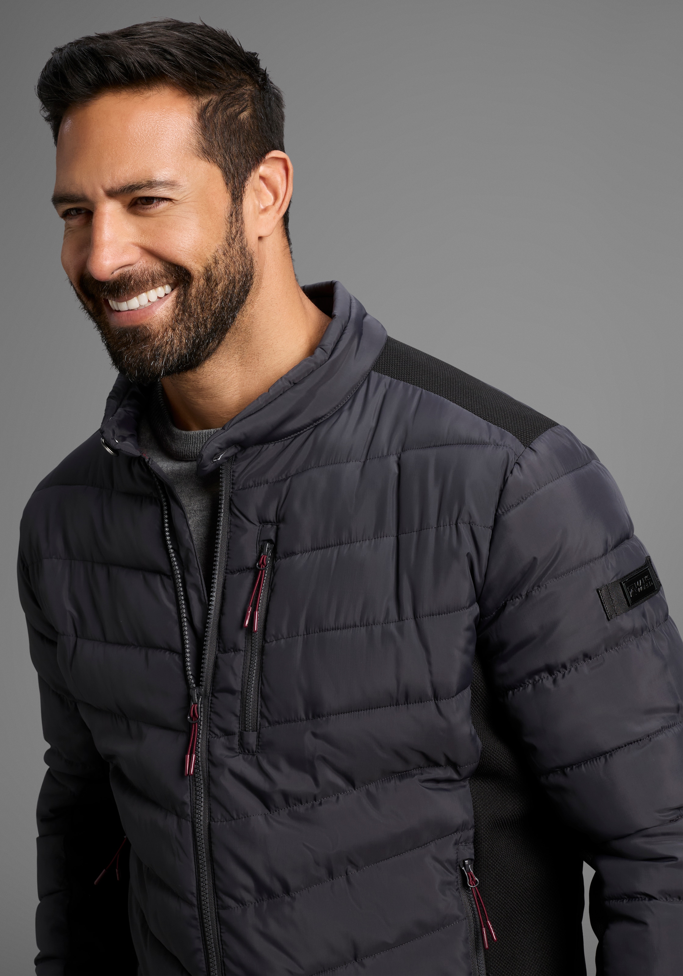 Man's World Steppjacke, ohne Kapuze, mit Reißverschlusstaschen, mit Brusttasche, mit Innentaschen