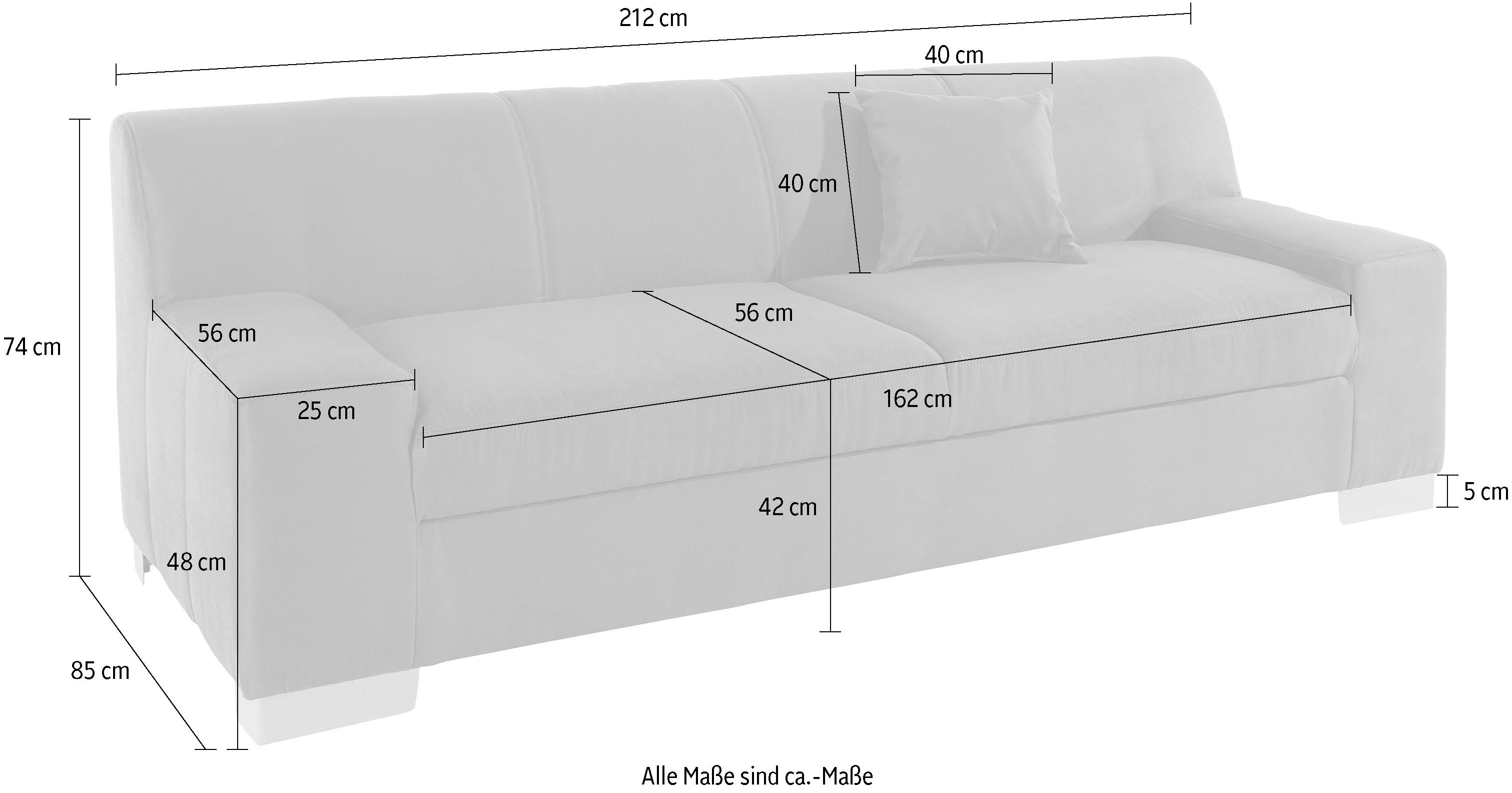 Thumbnail - DOMO collection 2,5-Sitzer "Bero, elegant und zeitlos, kubisch, flache Armlehnen, Breite 212cm" fester Sitzkomfort