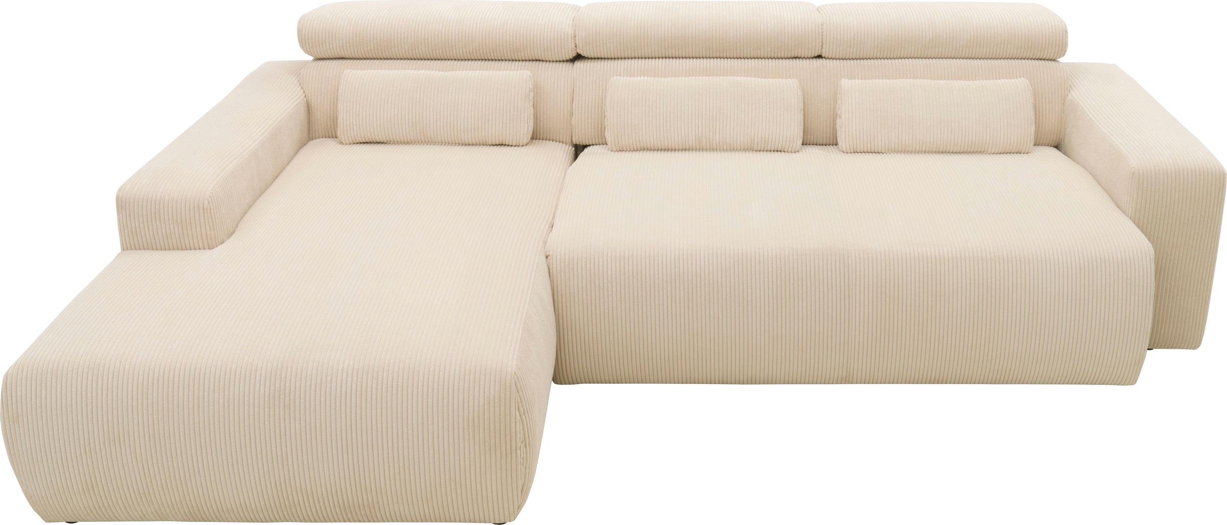 DOMO collection Ecksofa »Brandon große Ausführung B/T/H: 289/177/80 cm, auch in Leder und Cord«, mit Kopfteilverstellung, wahlweise Sitztiefenverstellung, L-Form